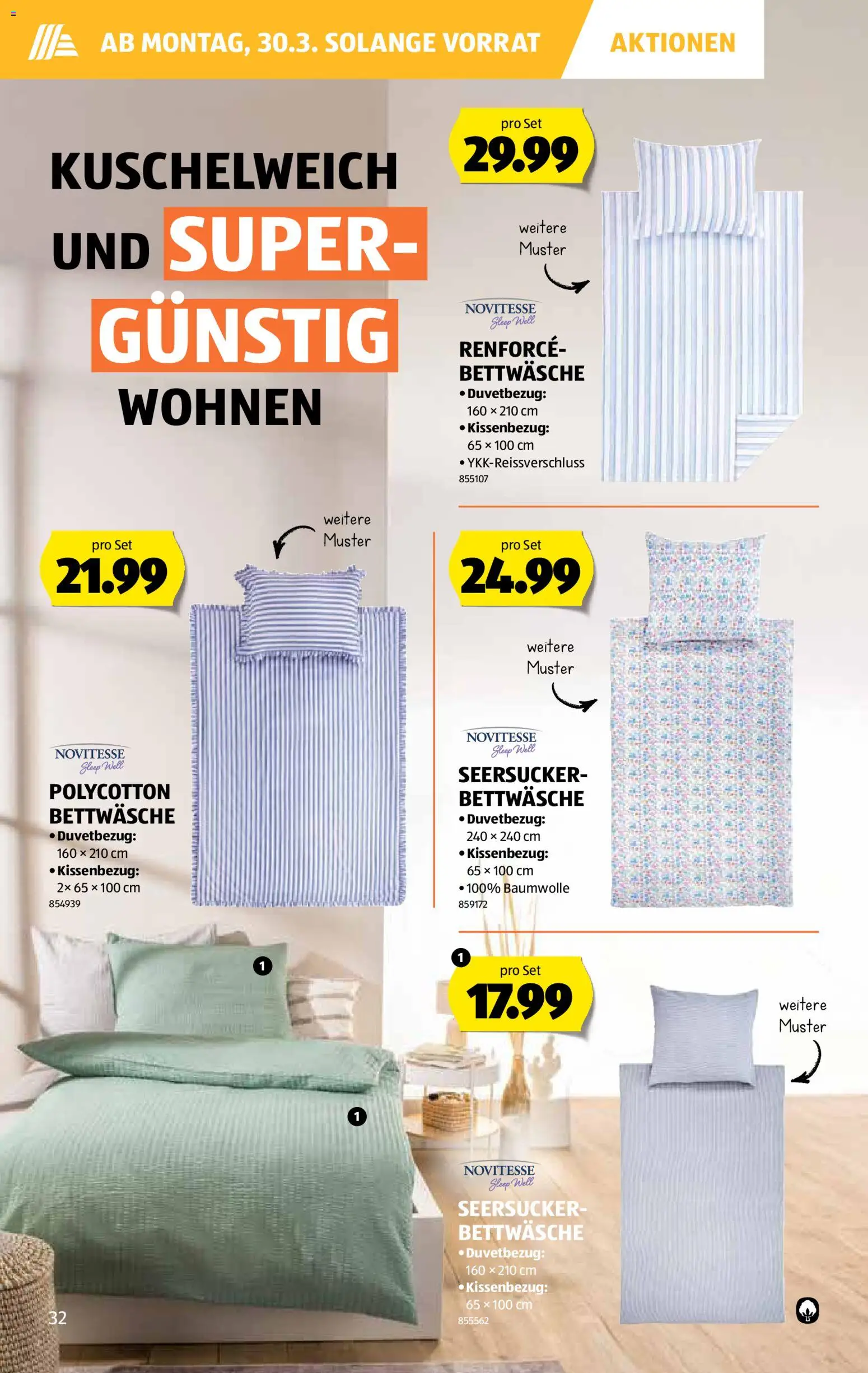 Aldi aktionen – gültig ab 26.03.2026 | Seite: 33 | Produkte: Bettwäsche