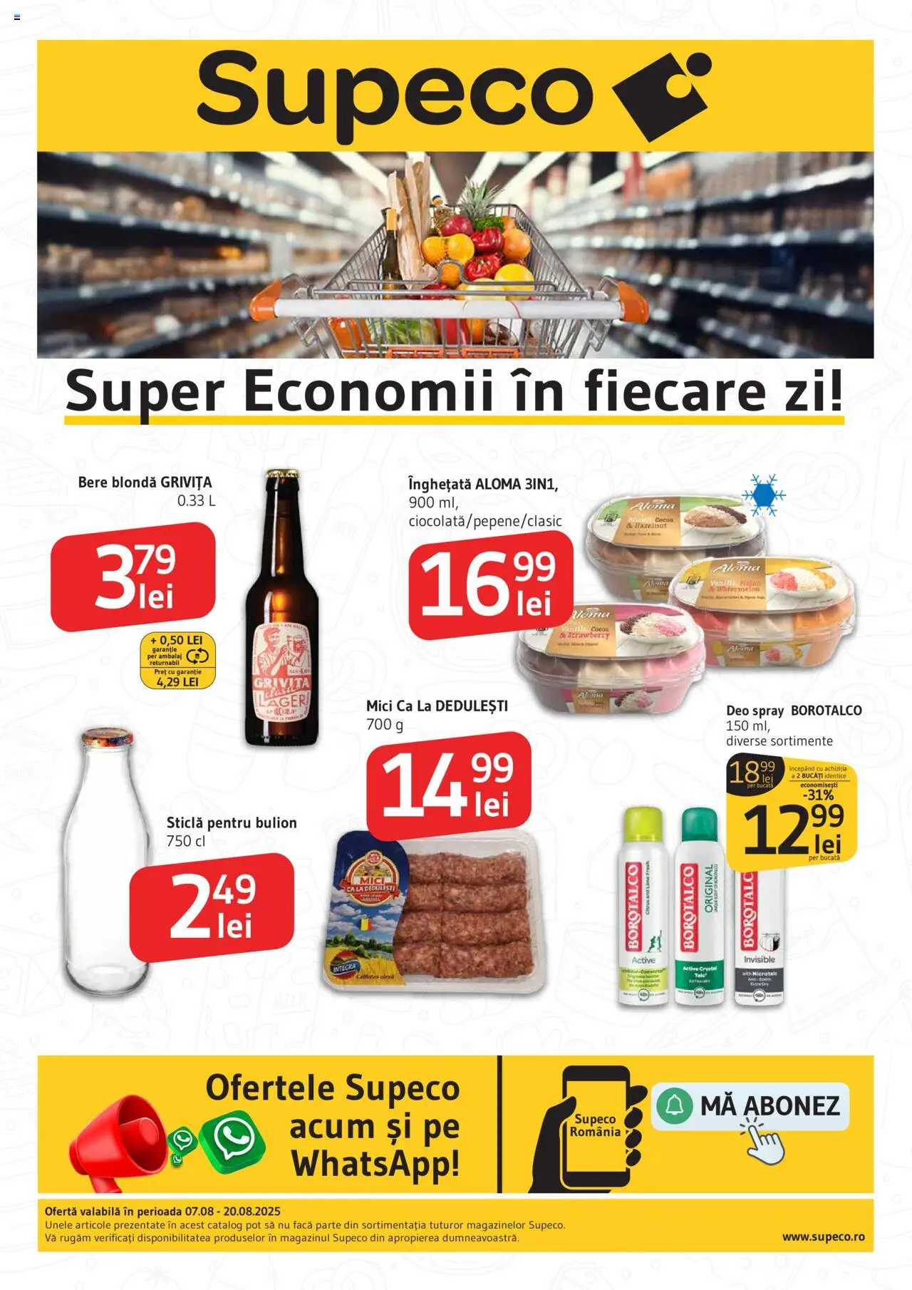 Catalog Supeco – valabil de la 07.08.2025 | Pagină: 1 | Produse: Lime, Mici, Bere, Înghețată