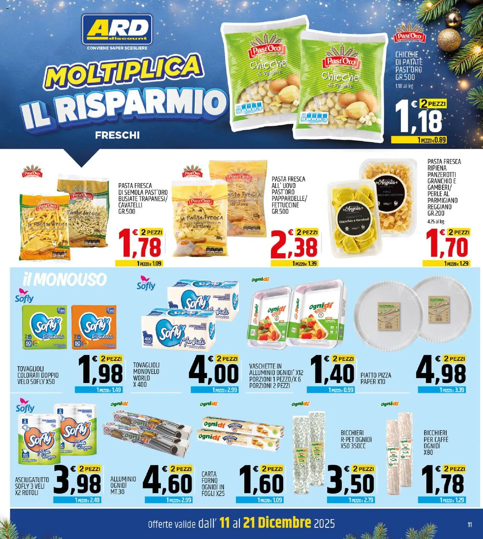 Volantino ARD Discount del 11.12.2025 | Pagina: 11 | Prodotti: Pizza, Pasta, Fettuccine, Vaschette