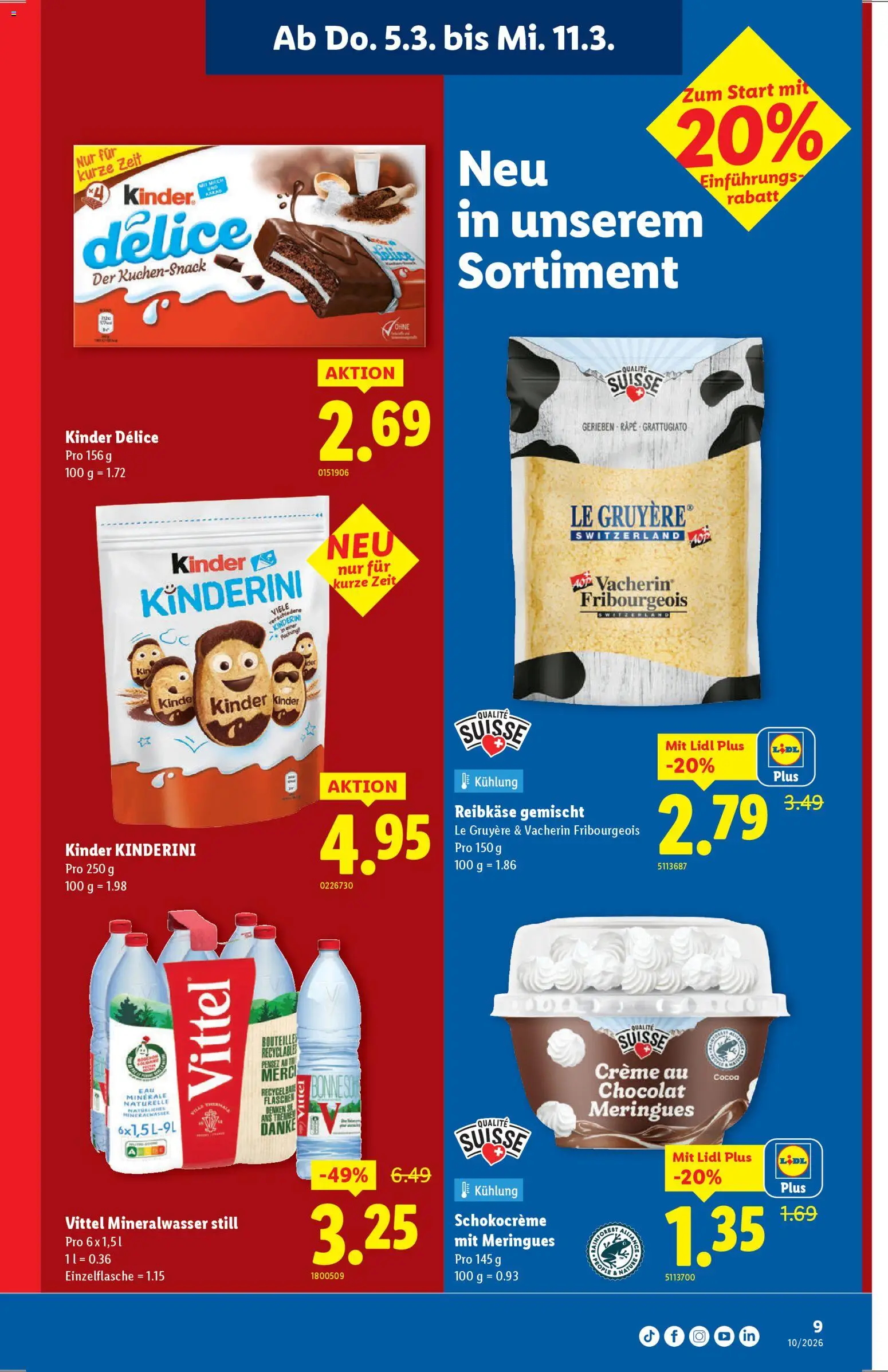 Lidl Aktionen – gültig ab 05.03.2026 | Seite: 9 | Produkte: Mineralwasser, Creme