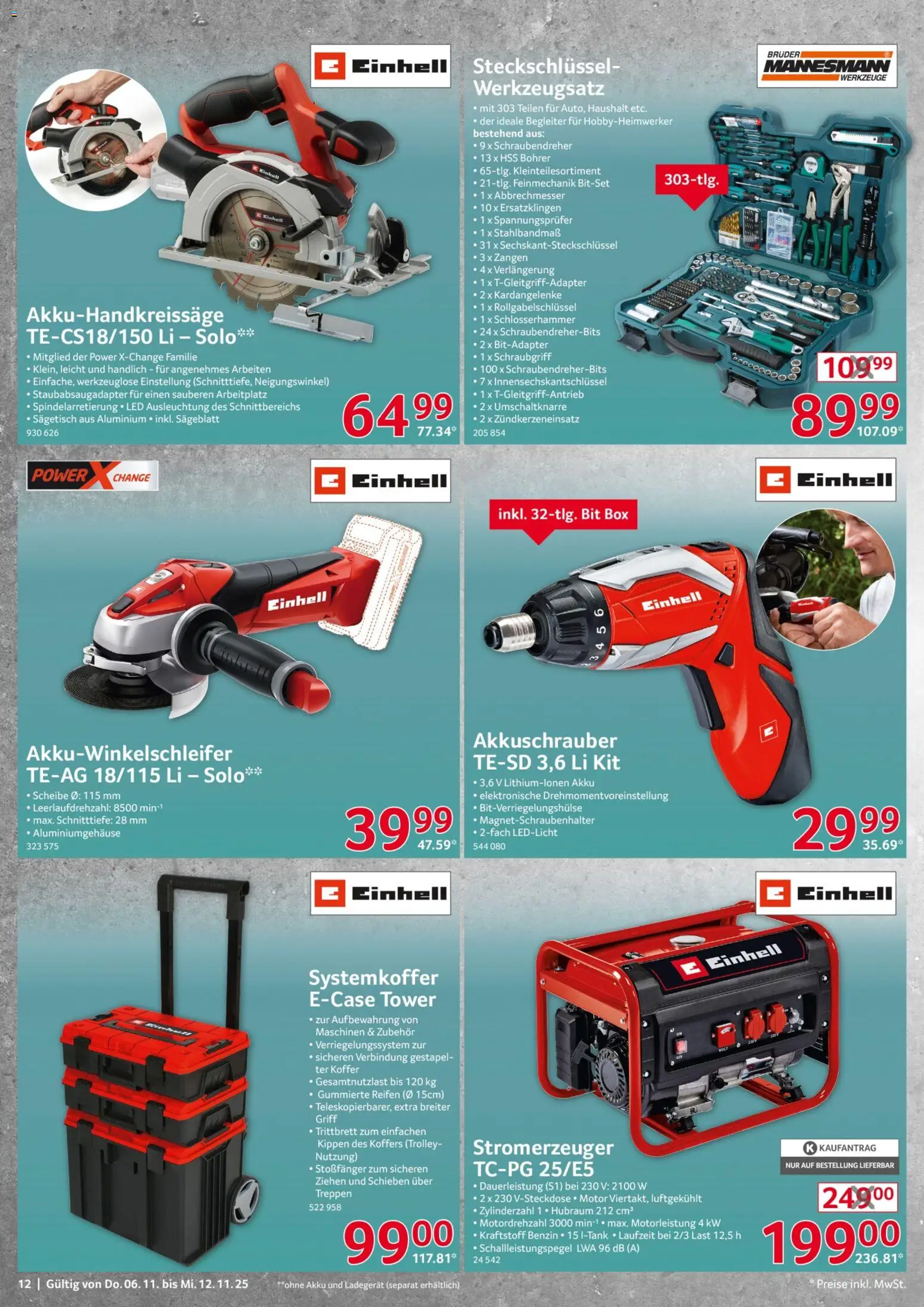 Selgros  Non Food – gültig ab 06.11.2025 | Seite: 12 | Produkte: Box, Akkuschrauber, Koffer, Ladegerät