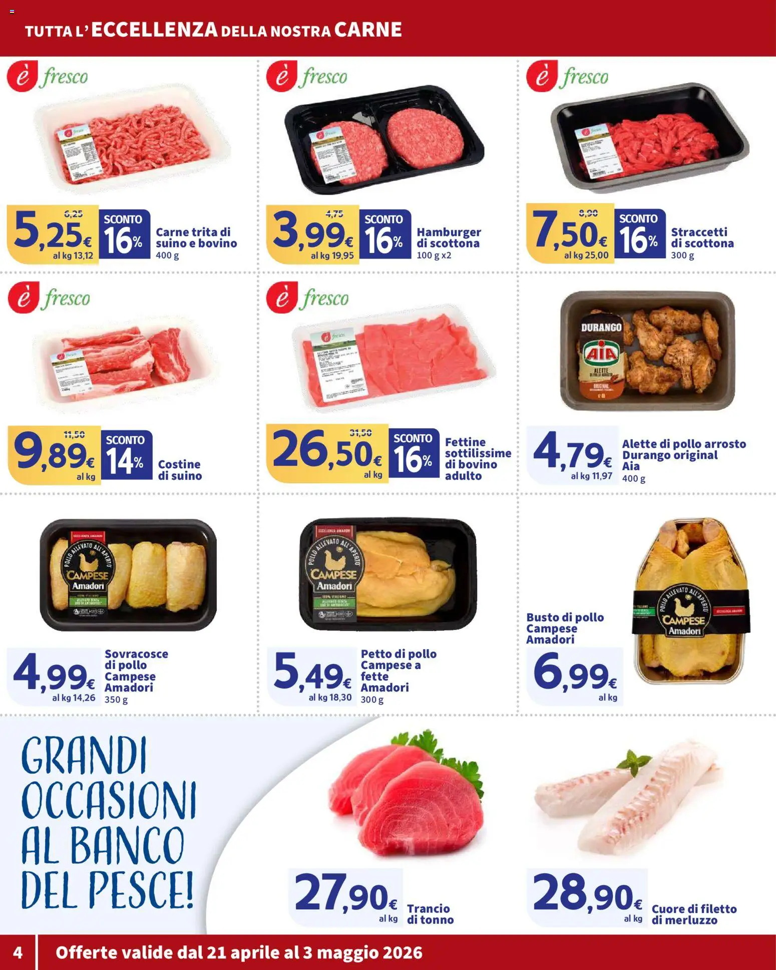 Volantino SIGMA del 21.04.2026 | Pagina: 4 | Prodotti: Bovino, Arrosto, Tonno, Hamburger