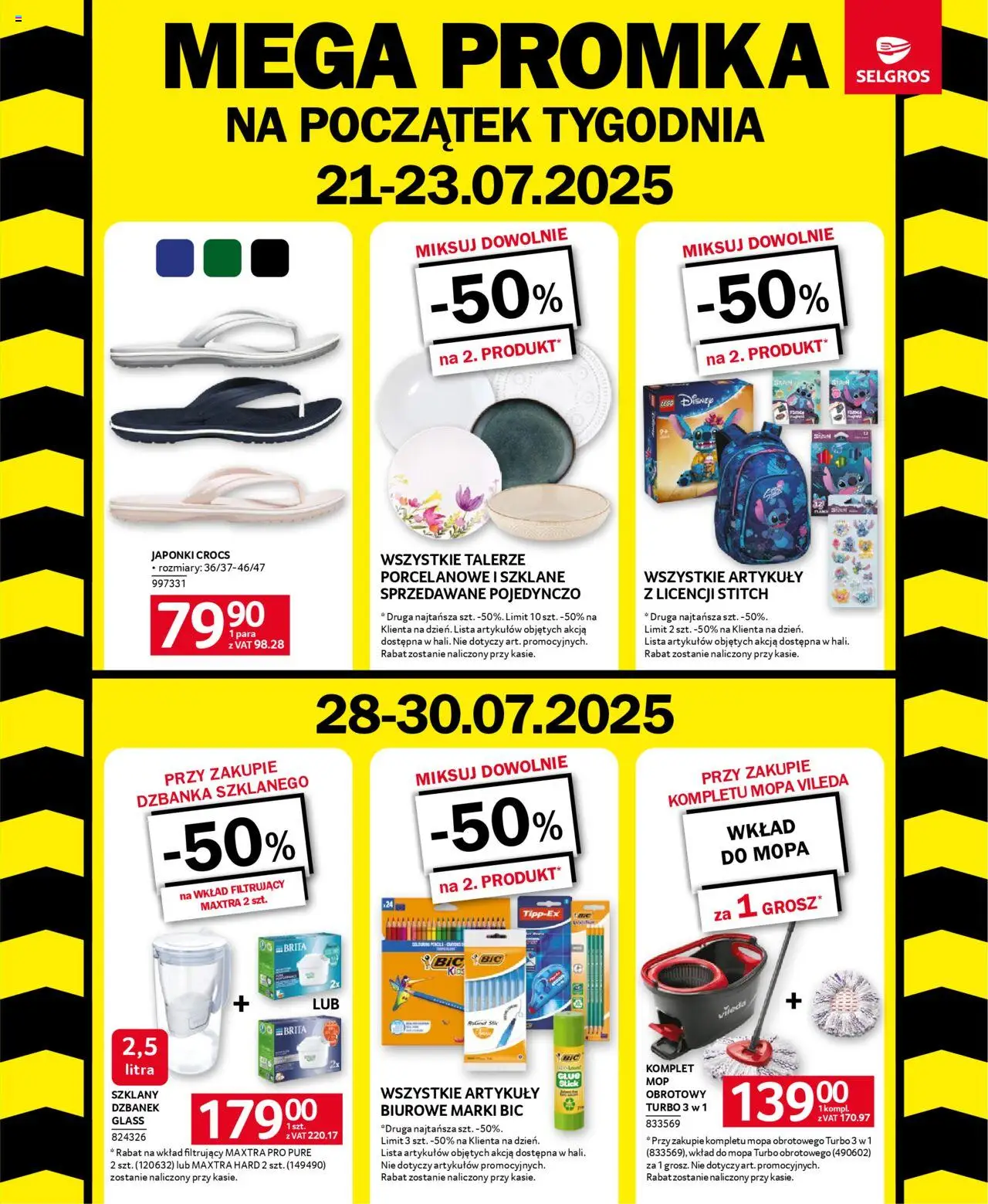 Selgros cash&carry Gazetka - Mega Promka II od 21.07.2025 | Strona: 1 | Produkty: Dzbanek, Japonki, Talerze, Vileda