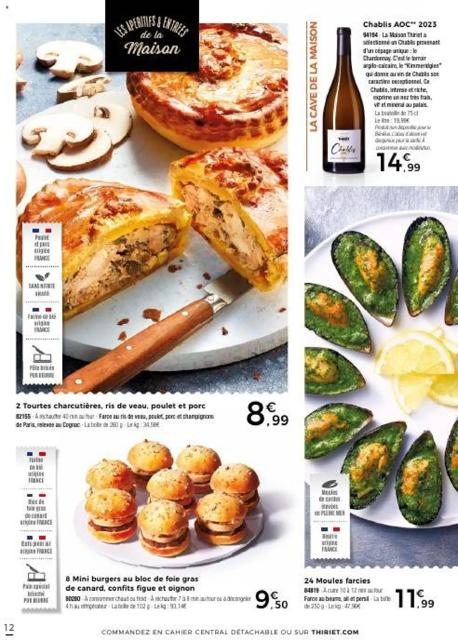 {H1} | Page: 12 | Produits: Four, Oignon, Porc, Mini burgers