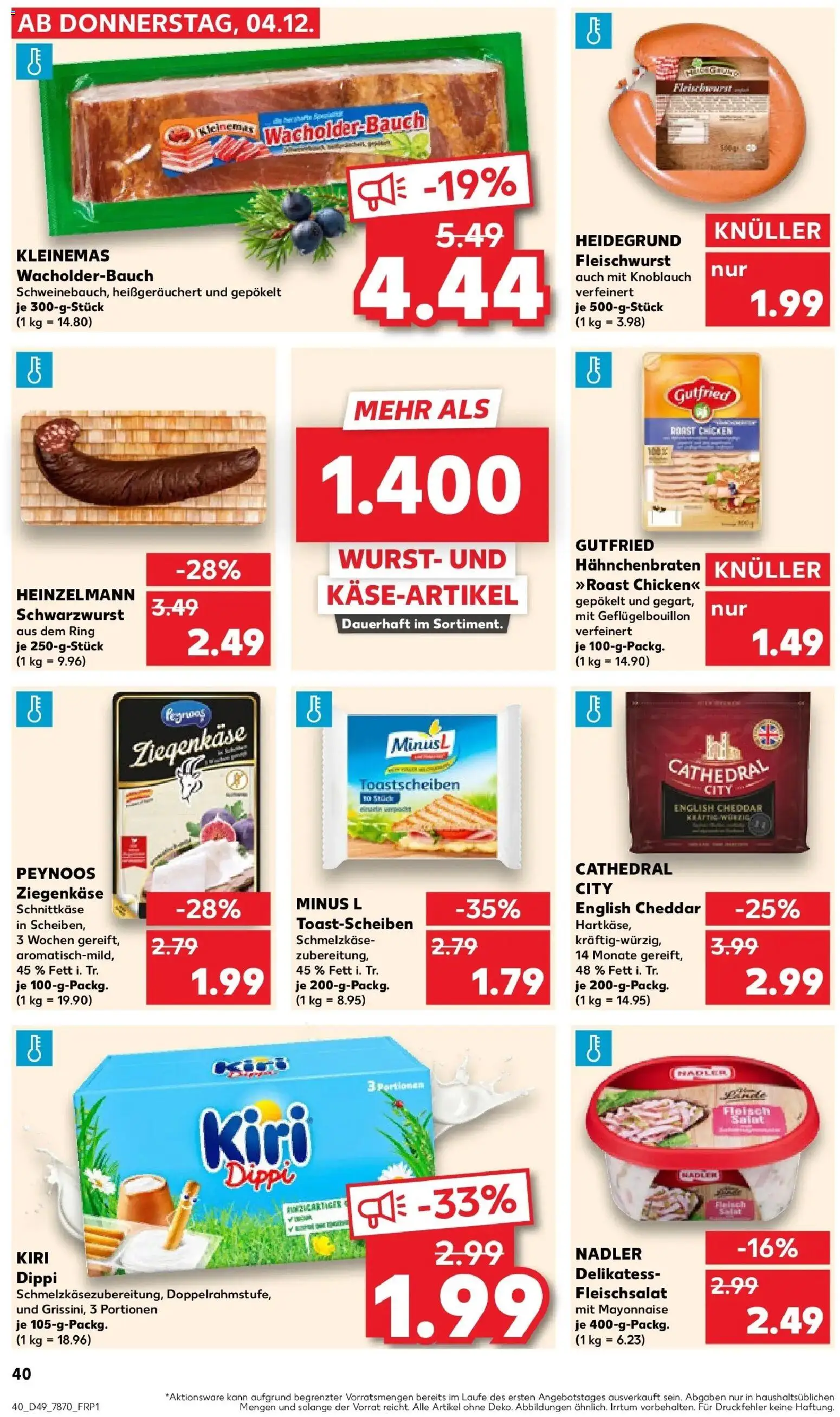 Kaufland prospekt Lindau (Bodensee)	 – gültig ab 08.12.2025 | Seite: 40 | Produkte: Mayonnaise, Knoblauch, Fleisch, Salat