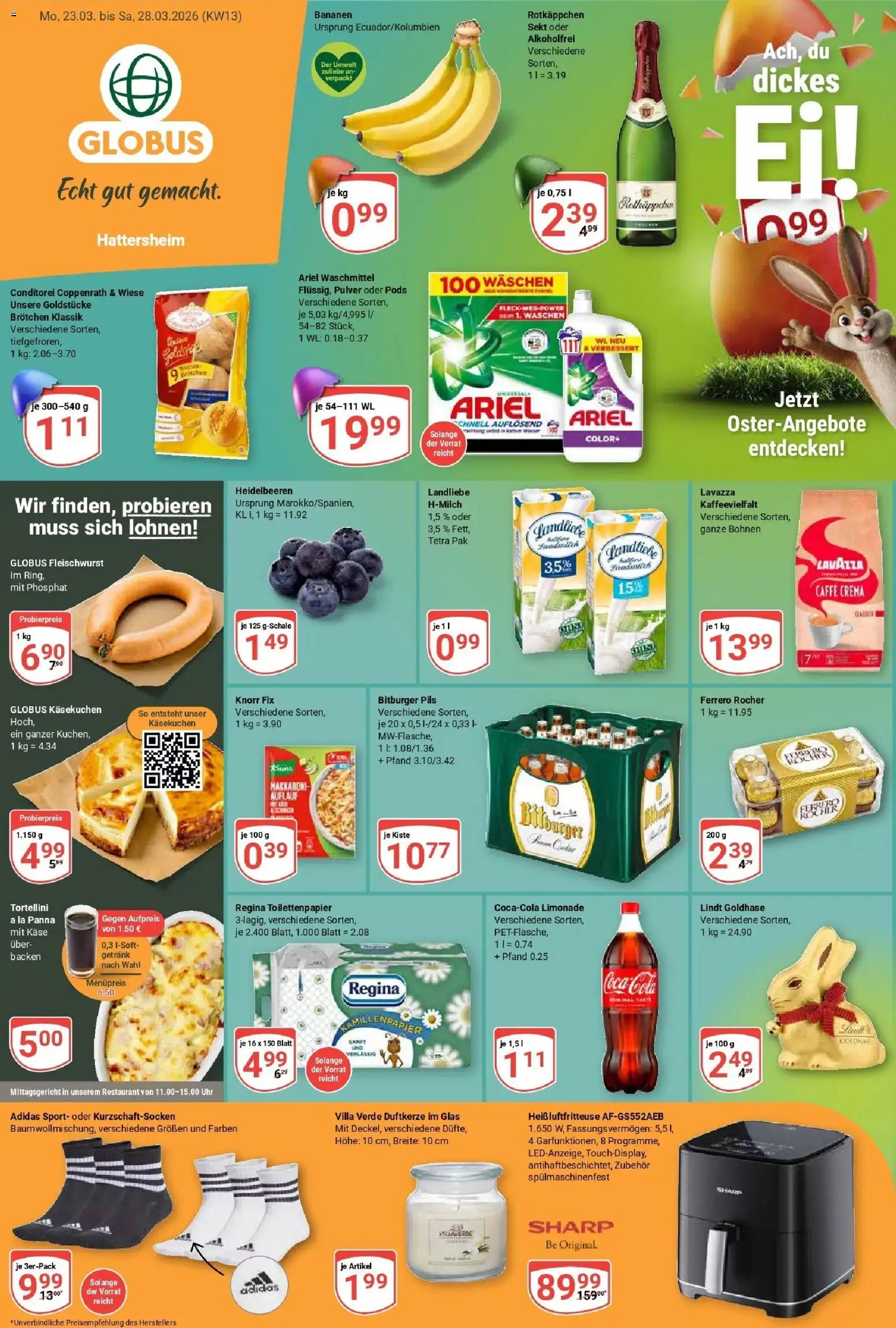 Globus prospekt Hattersheim	 – gültig ab 23.03.2026 | Seite: 1 | Produkte: Lavazza, Bananen, Limonade, Heidelbeeren