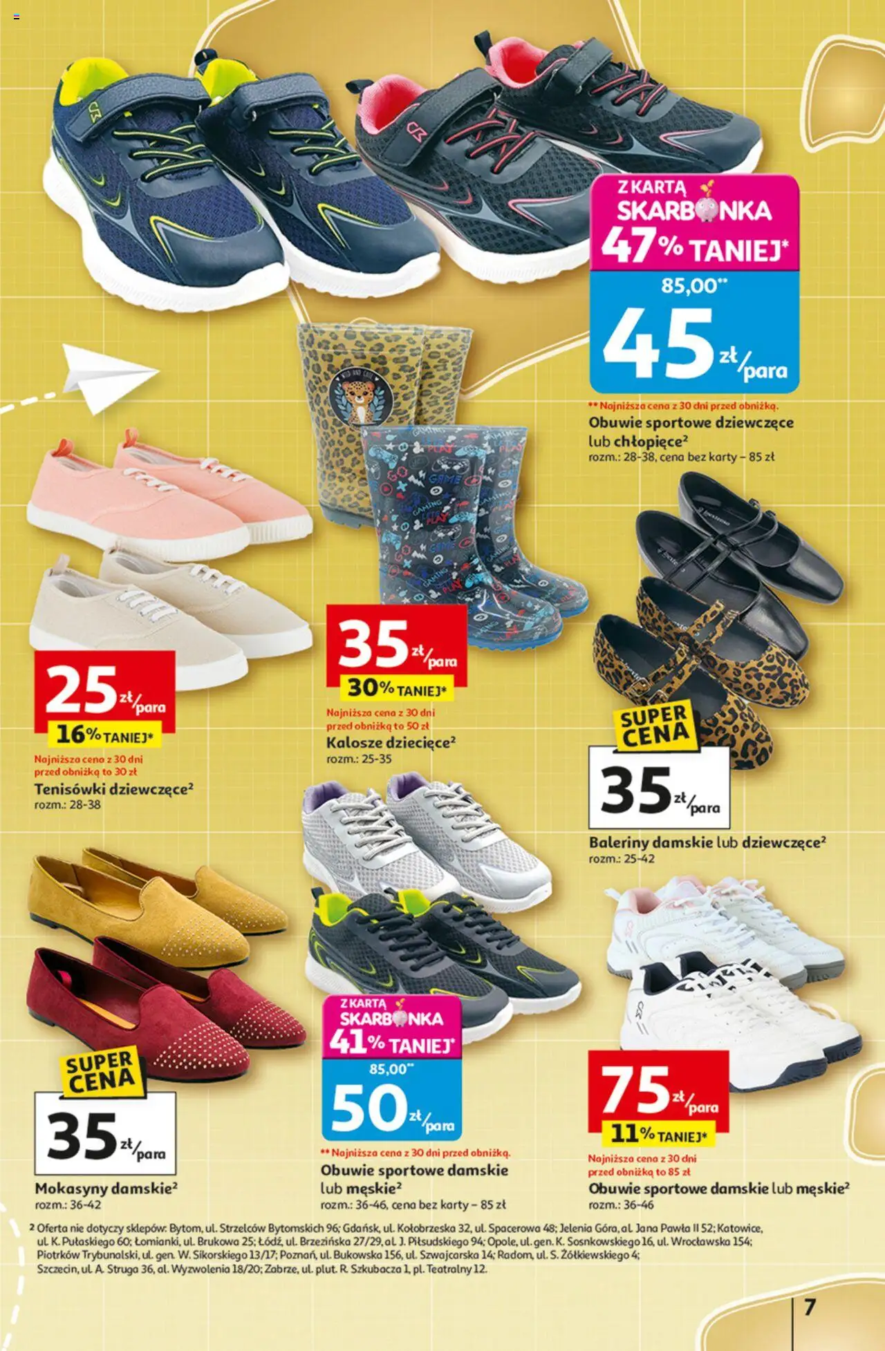 Auchan Gazetka - Odlotowe ceny na start szkoły Hipermarket od 28.08.2025 | Strona: 7 | Produkty: Karta, Mokasyny, Baleriny, Tenisówki