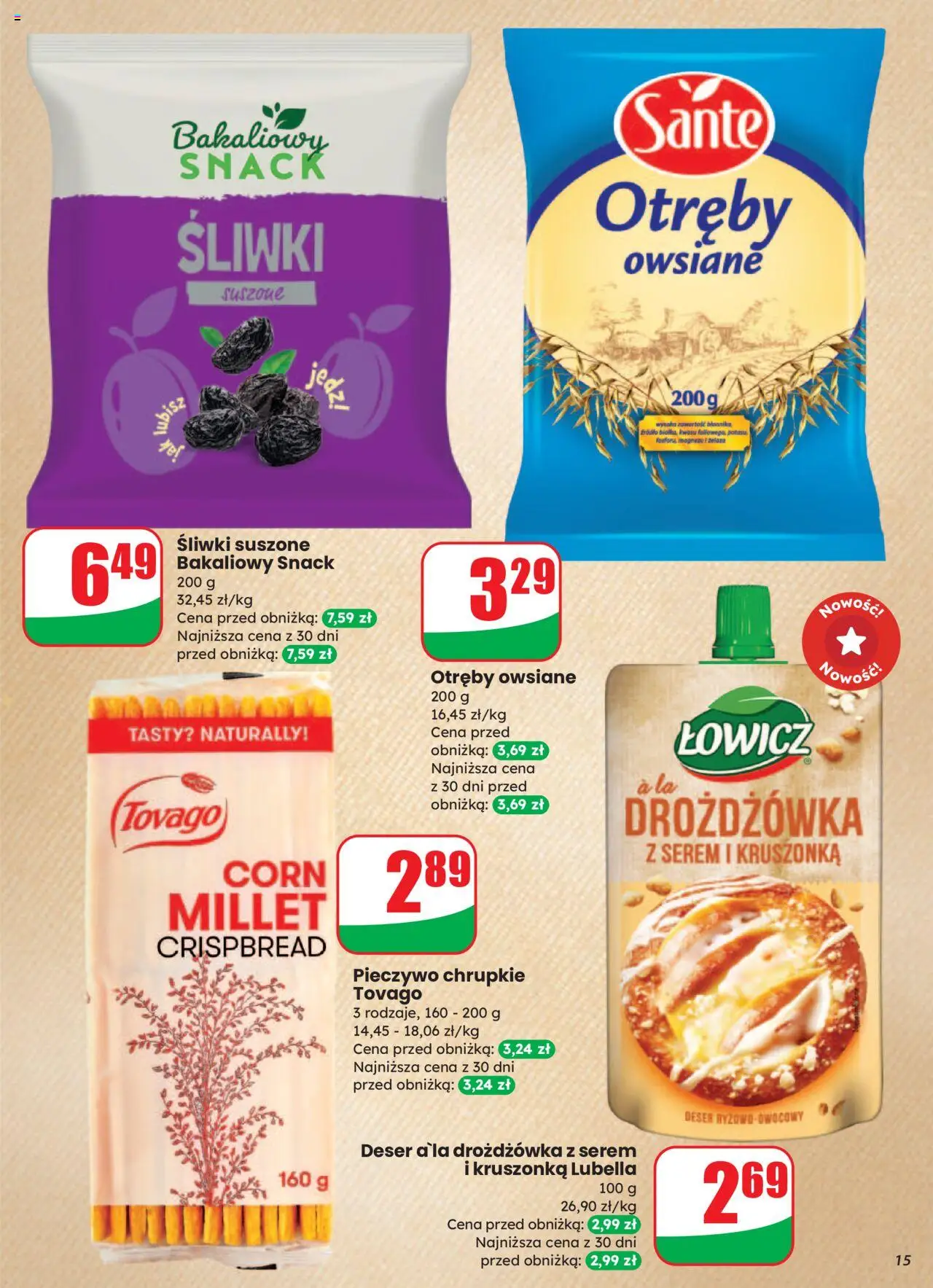 Dino Gazetka od 13.08.2025 | Strona: 15 | Produkty: Pieczywo, Pieczywo chrupkie, Śliwki, Otręby owsiane