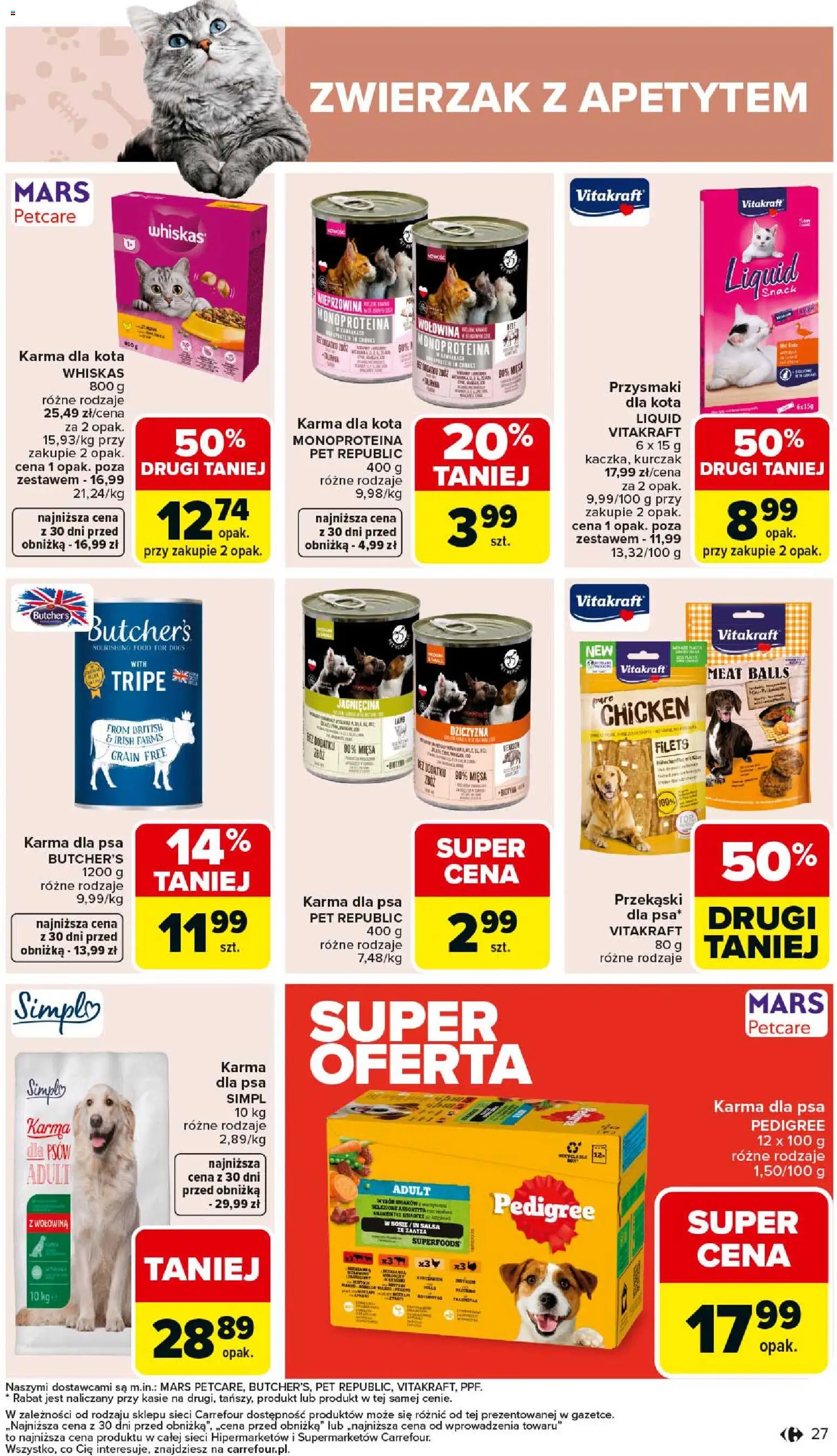 Carrefour Gazetka od 23.02.2026 | Strona: 29 | Produkty: Jagnięcina, Pedigree, Karma dla kota, Wołowina