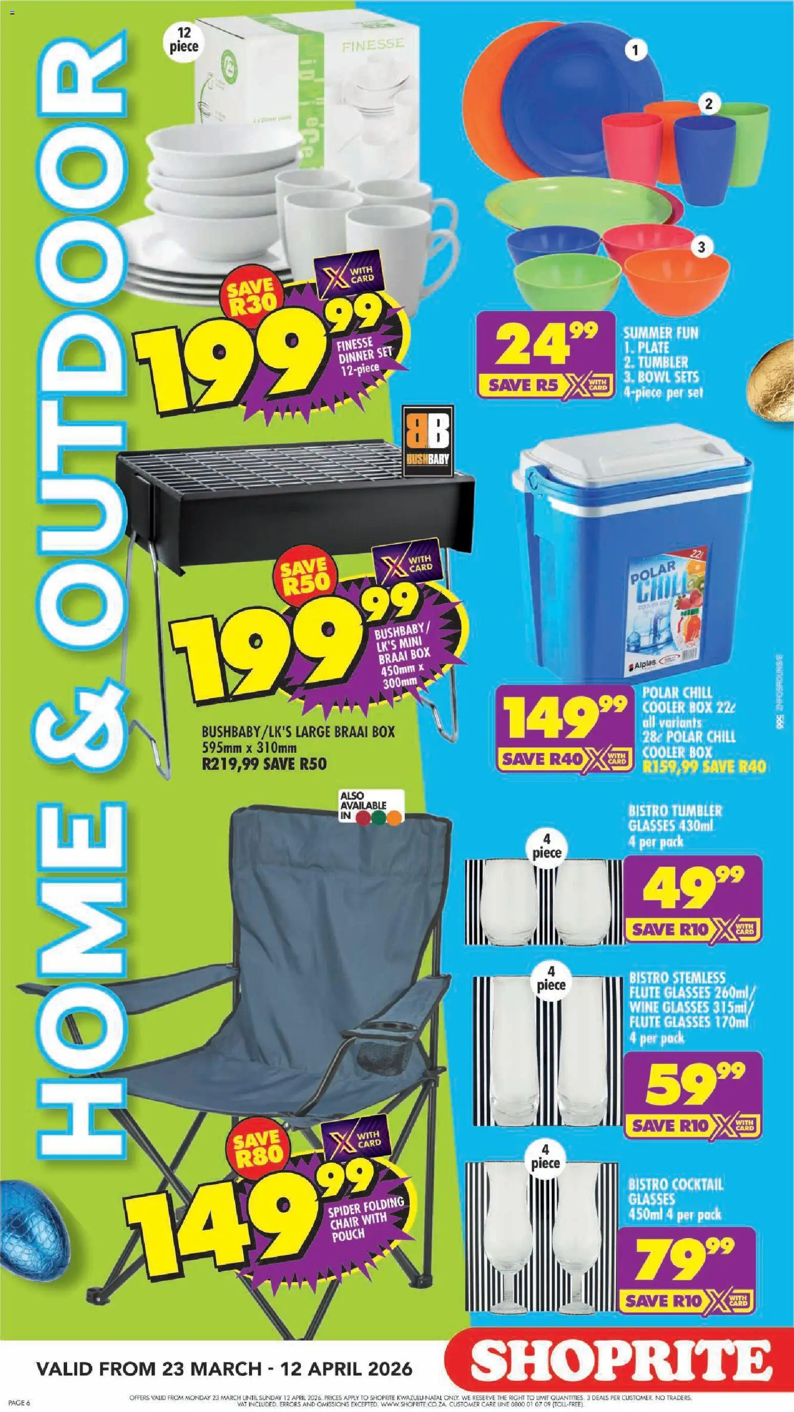 New Shoprite catalogue – valid from 23.03.2026 | Page: 6 | Products: Glasses, Plate, Cooler, Wine