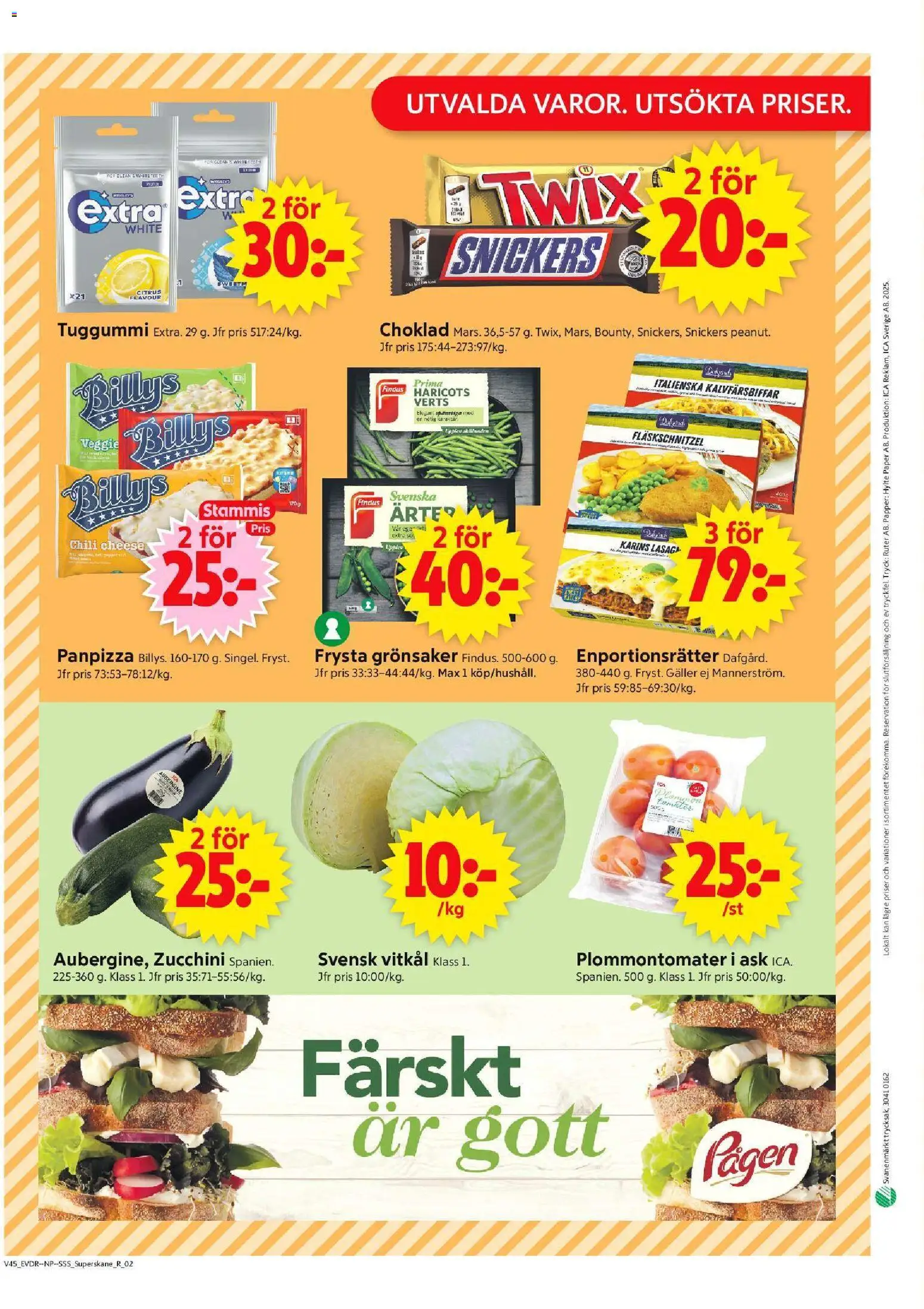 ICA Supermarket reklamblad aktuell från 03.11.2025 | Sida: 10 | Produkter: Haricots verts, Vitkål, Chili, Papper