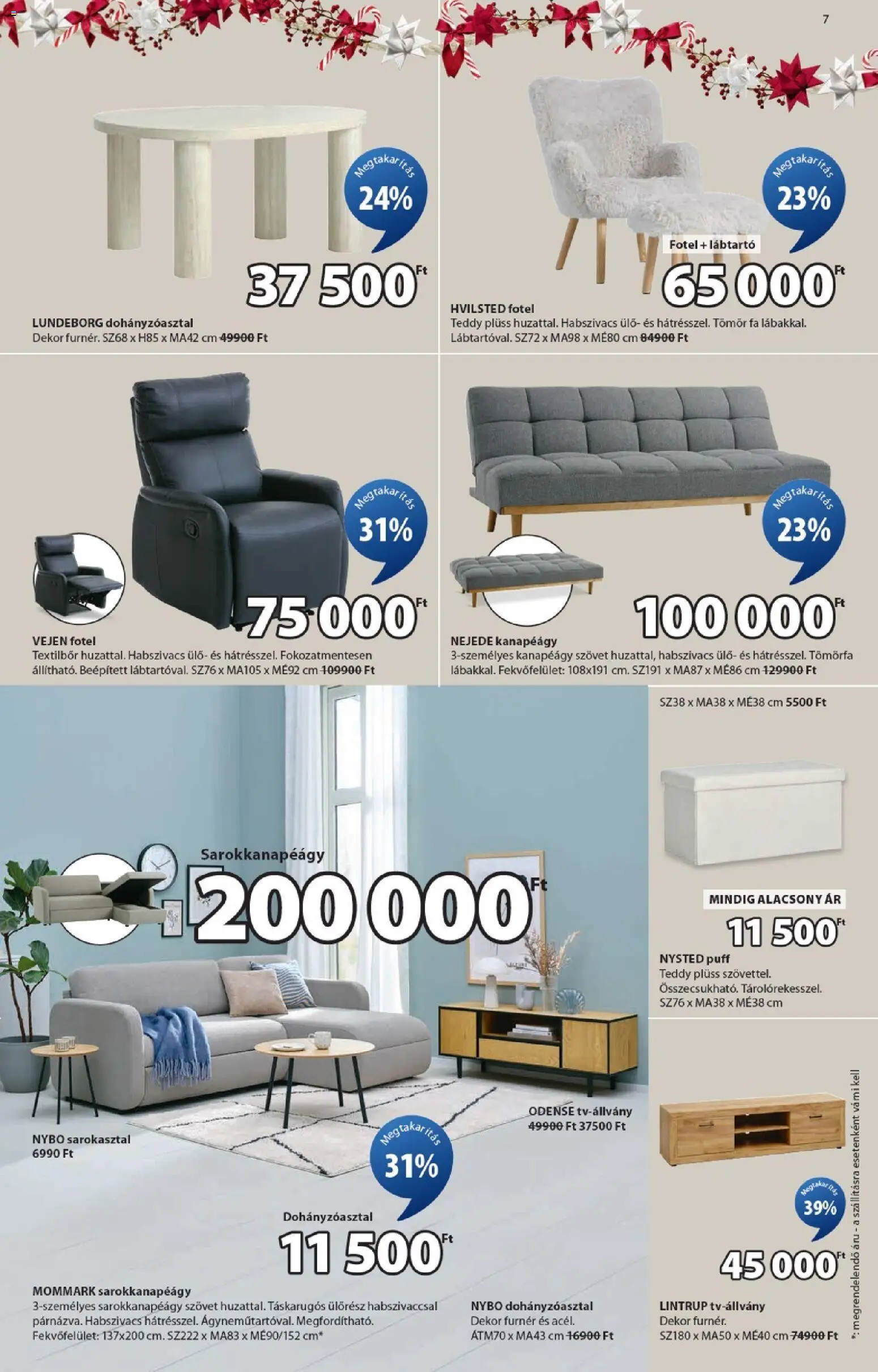 JYSK akciós ujság - amely érvényes a következő dátumtól: 17.12.2025 | Oldal: 7 | Termékek: Plüss, Kanapéágy, Puff, Lábtartó