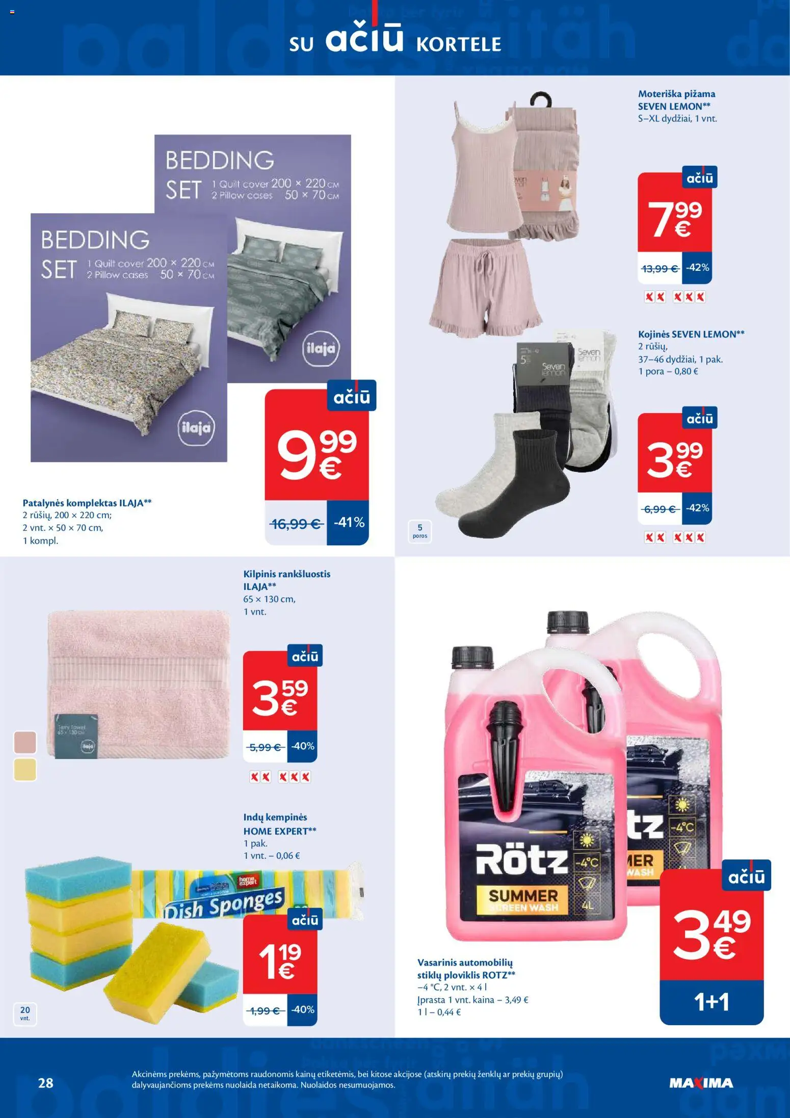 MAXIMA akcijos nuo 10.03.2026 | Puslapis: 28 | Prekių: Rankšluostis, Kojinės, Pižama, Patalynės komplektas