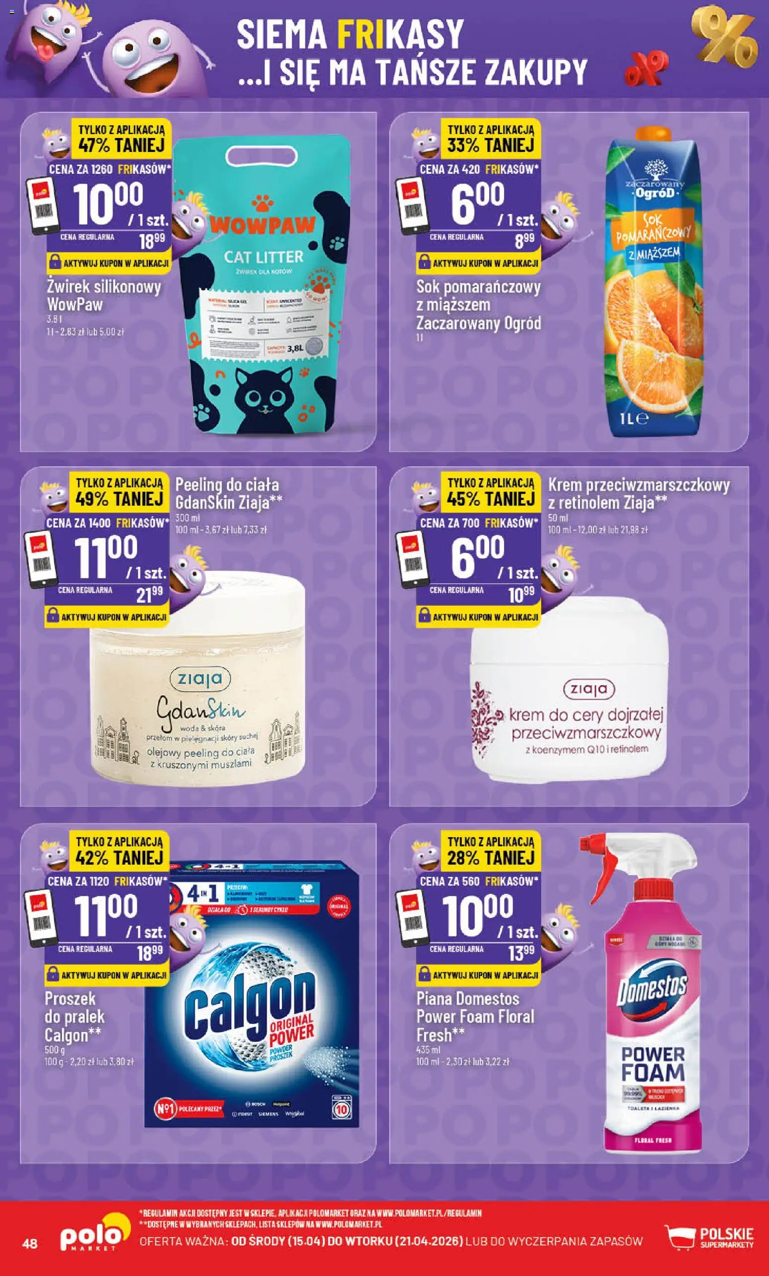 POLOmarket gazetka od 15.04.2026 | Strona: 48 | Produkty: Toaleta, Domestos, Peeling, Woda