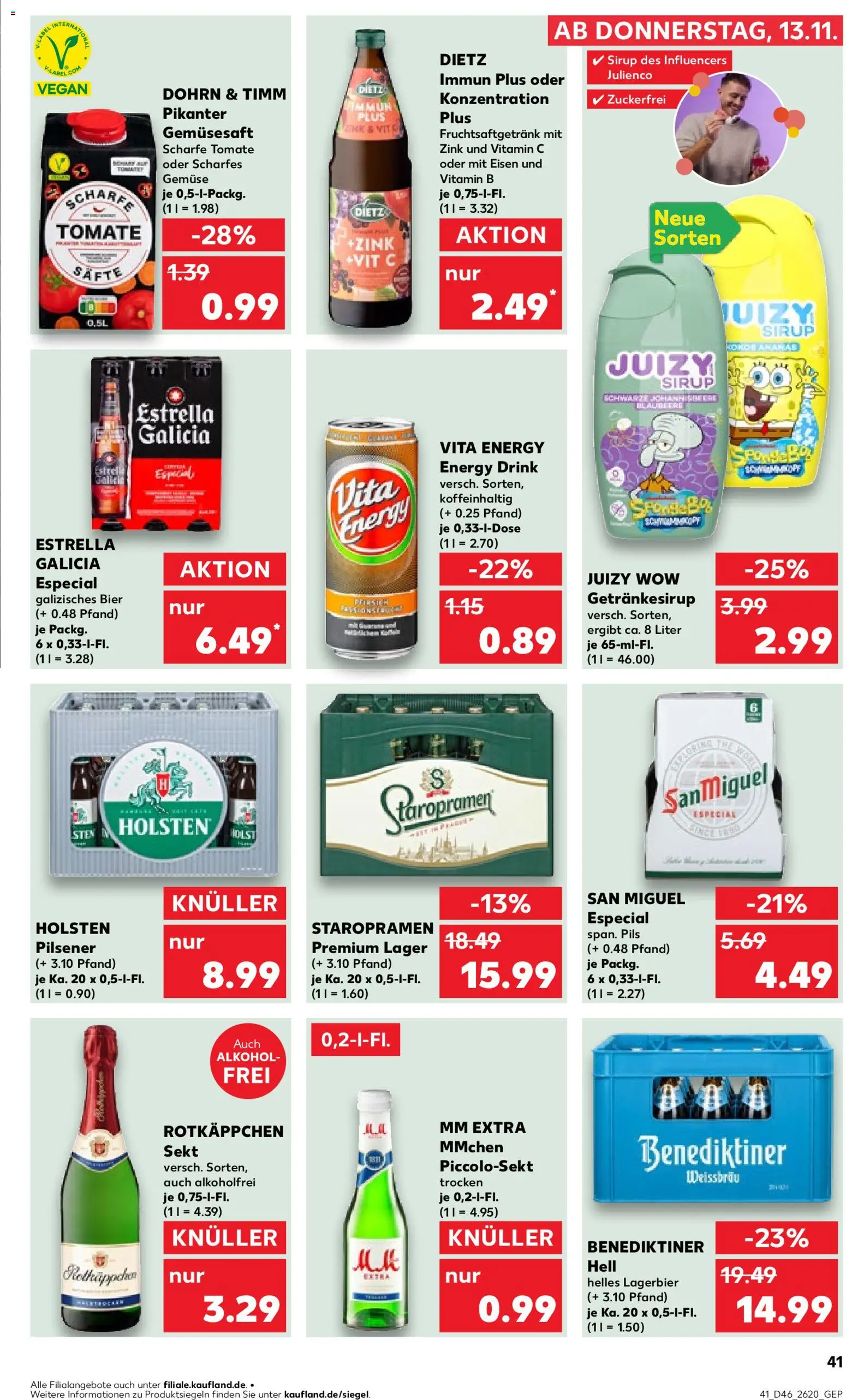 Kaufland prospekt Leipzig	 – gültig ab 13.11.2025 | Seite: 41 | Produkte: Energy, Sekt, Sirup, Benediktiner hell