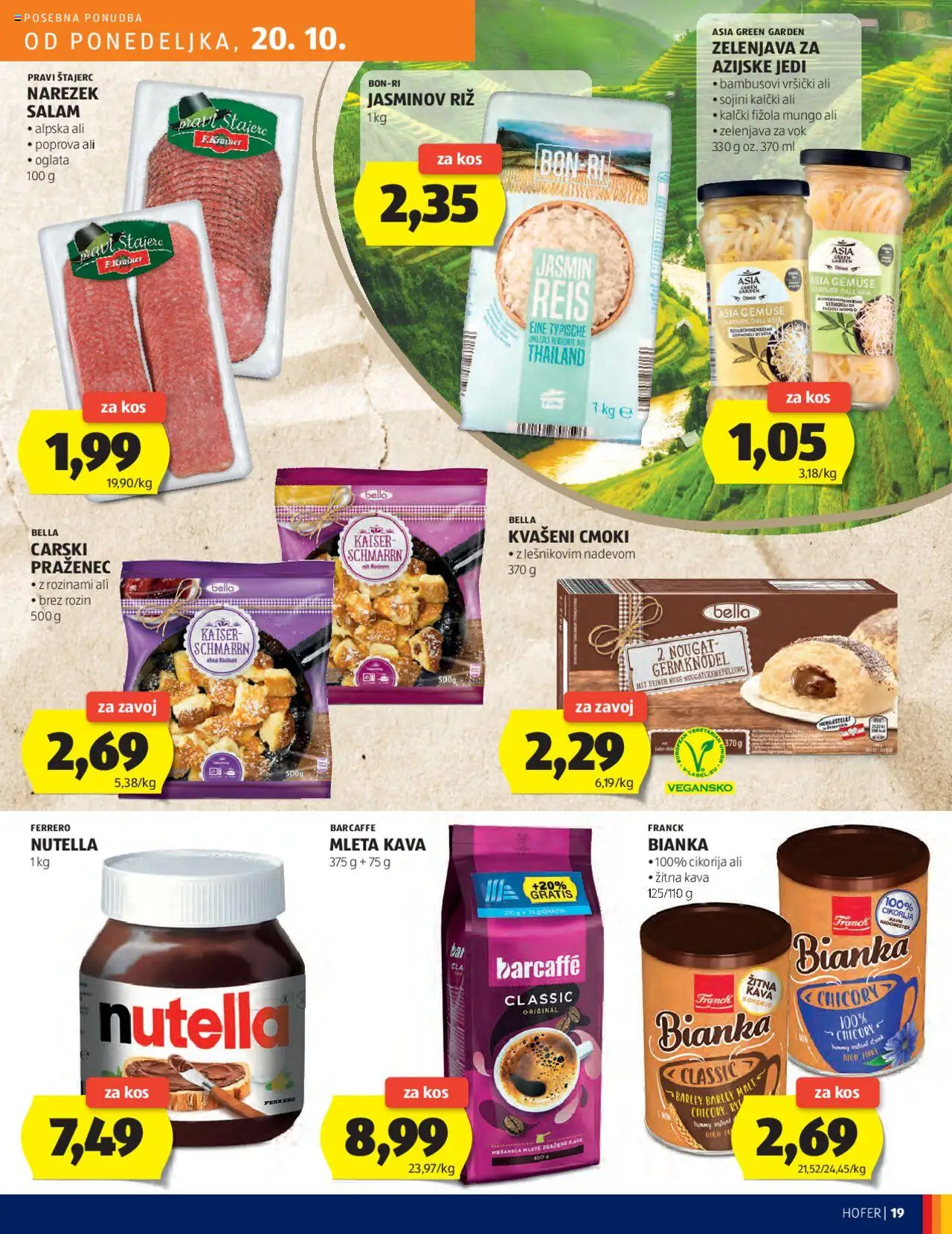 Novi Hofer katalog ponudbe – veljaven od 16.10.2025 | Stran: 19 | Izdelki: Kos, Kava, Riz, Zelenjava