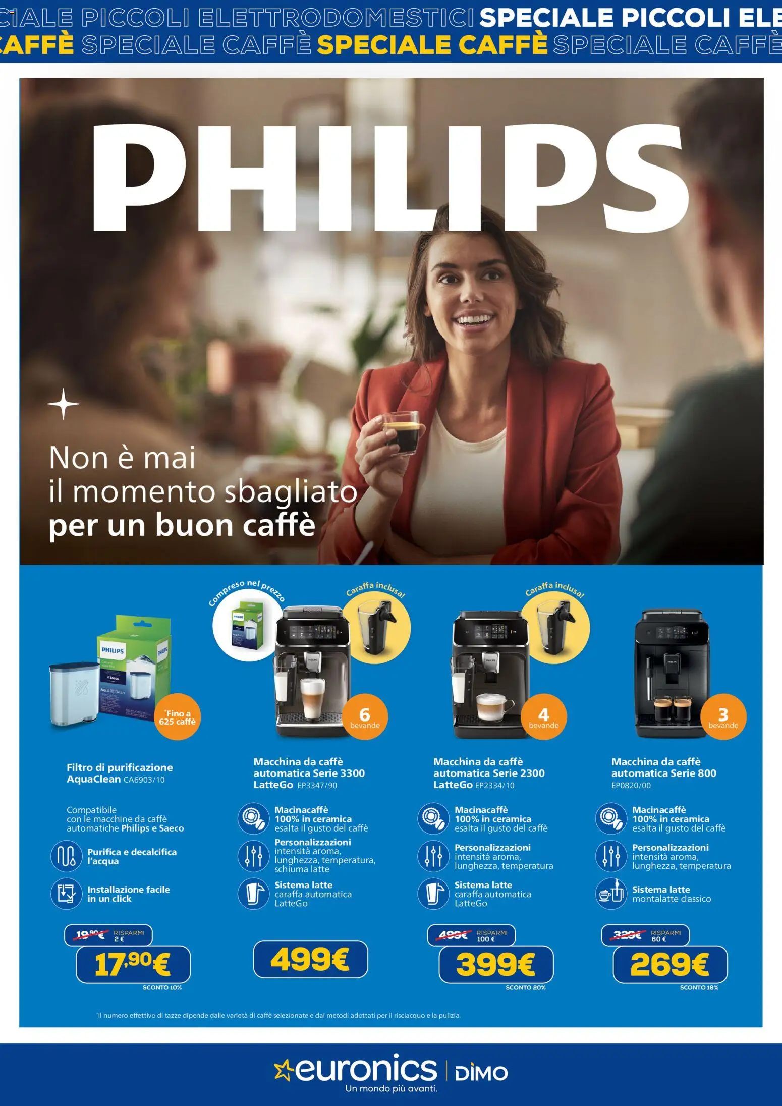 Volantino Euronics del 09.03.2026 | Pagina: 3 | Prodotti: Caraffa, Macchina da caffe, Caffè, Latte