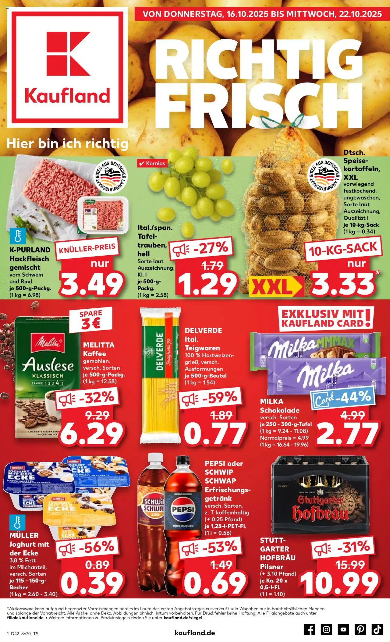Kaufland prospekt Stuttgart	 – gültig ab 16.10.2025 | Seite: 1 | Produkte: Melitta kaffee, Joghurt, Kaffee, Milka schokolade