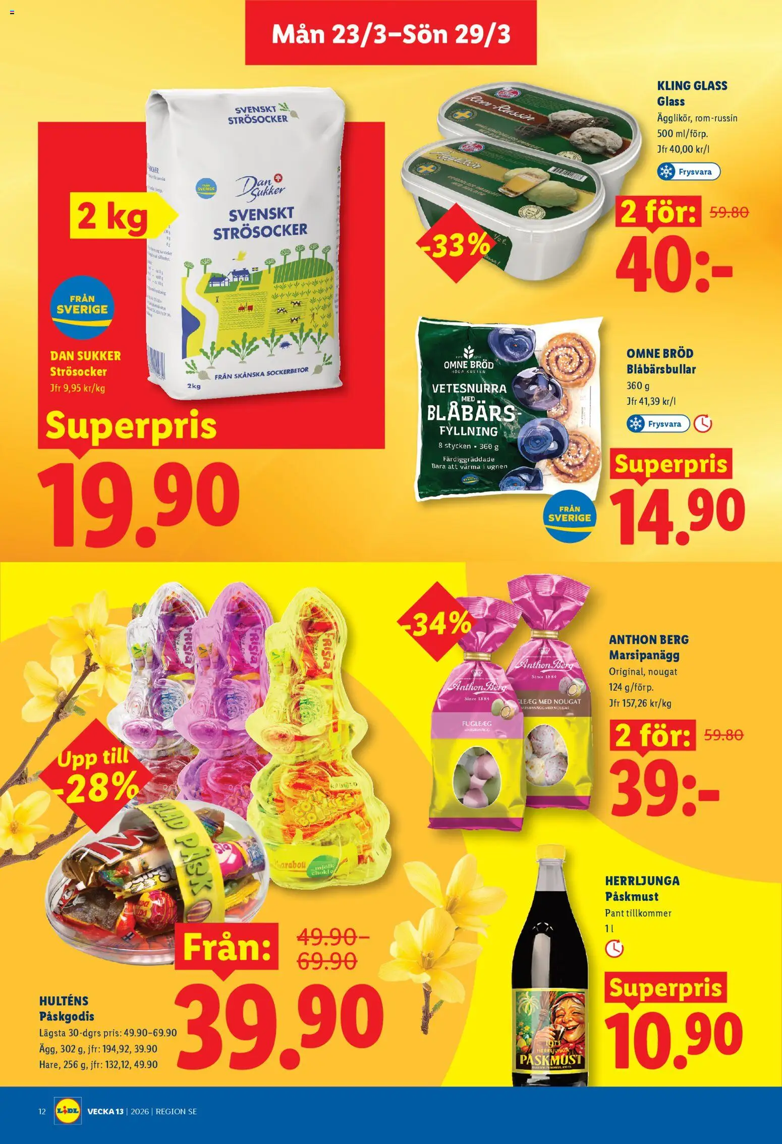 Lidl reklamblad aktuell från 23.03.2026 | Sida: 13 | Produkter: Strösocker, Bröd, Glass, Ugnen