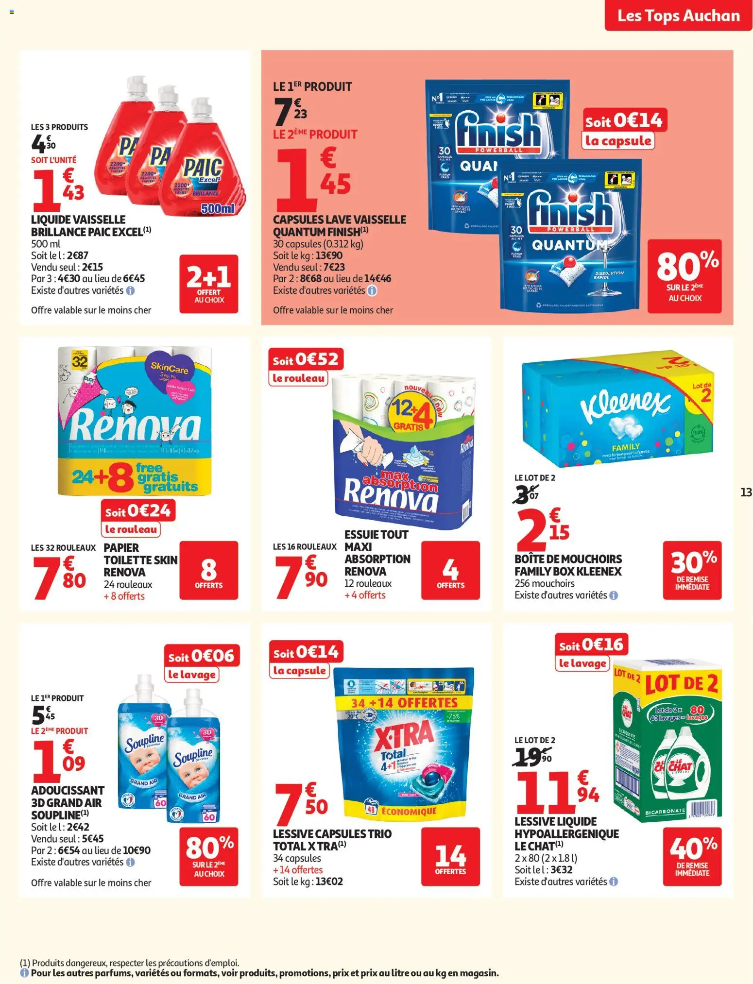 {H1} | Page: 13 | Produits: Lessive Liquide, Adoucissant, Mouchoirs, Lessive