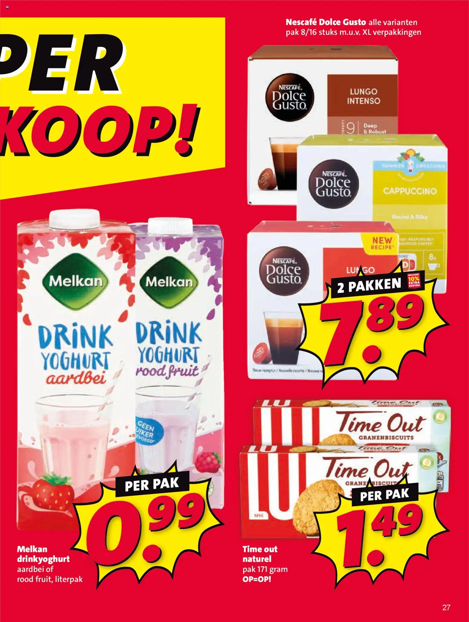 {H1} | Pagina: 27 | Producten: Yoghurt, Fruit, Nescafe, Cappuccino