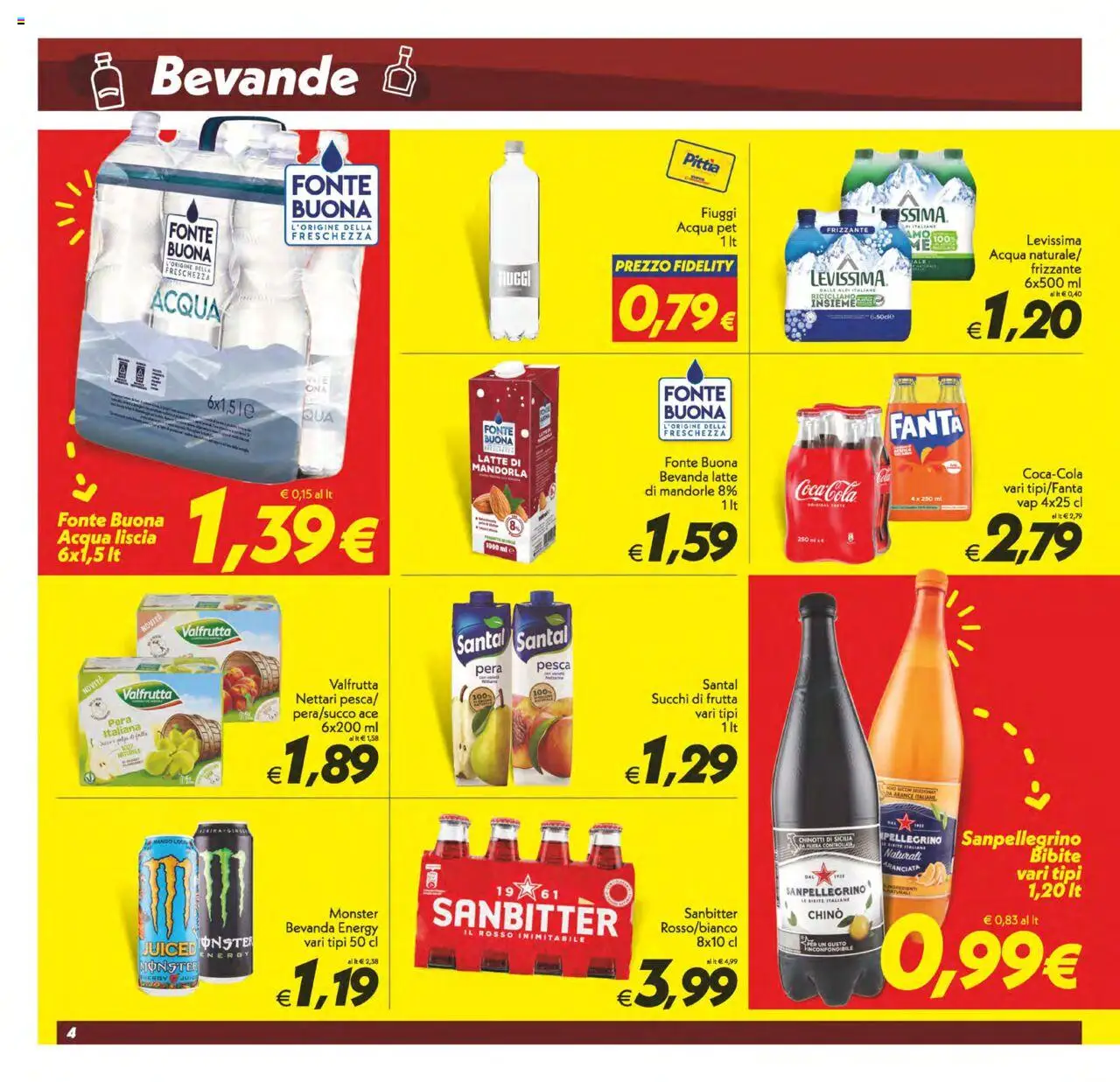 Volantino SuperConveniente del 22.08.2025 | Pagina: 4 | Prodotti: Acqua, Latte, Pera, Bibite