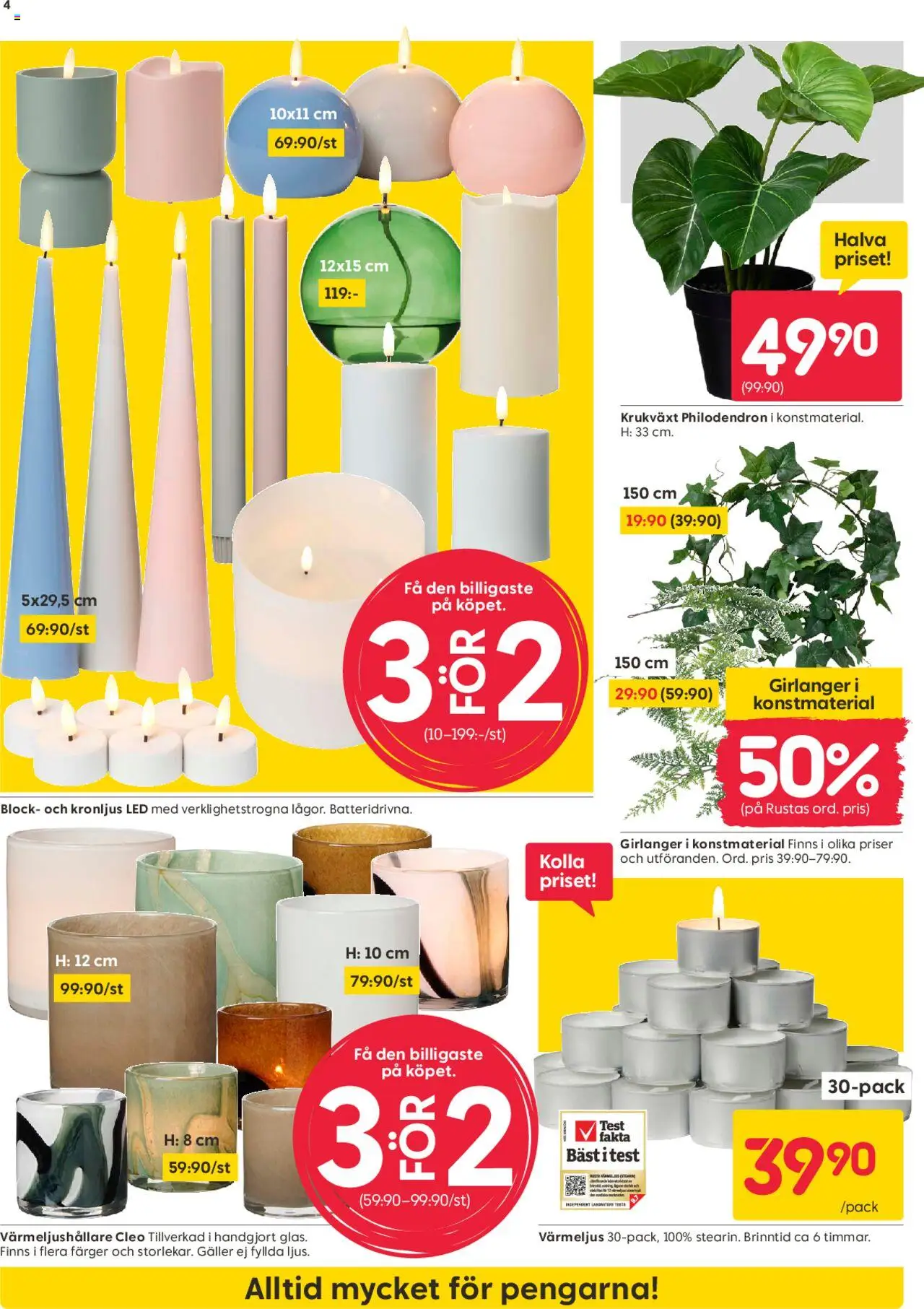 Rusta reklamblad aktuell från 04.08.2025 | Sida: 4 | Produkter: Galler, Värmeljus
