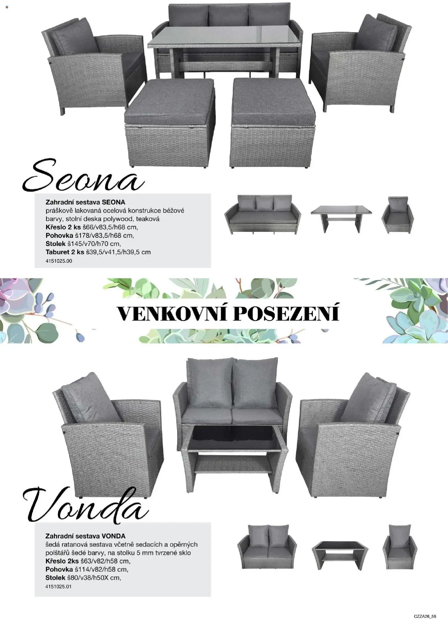 Sconto nábytek katalog - Zahradní speciál od 01.01.2026 | Strana: 58 | Produkty: Taburet, Pohovka, Křeslo, Stolek