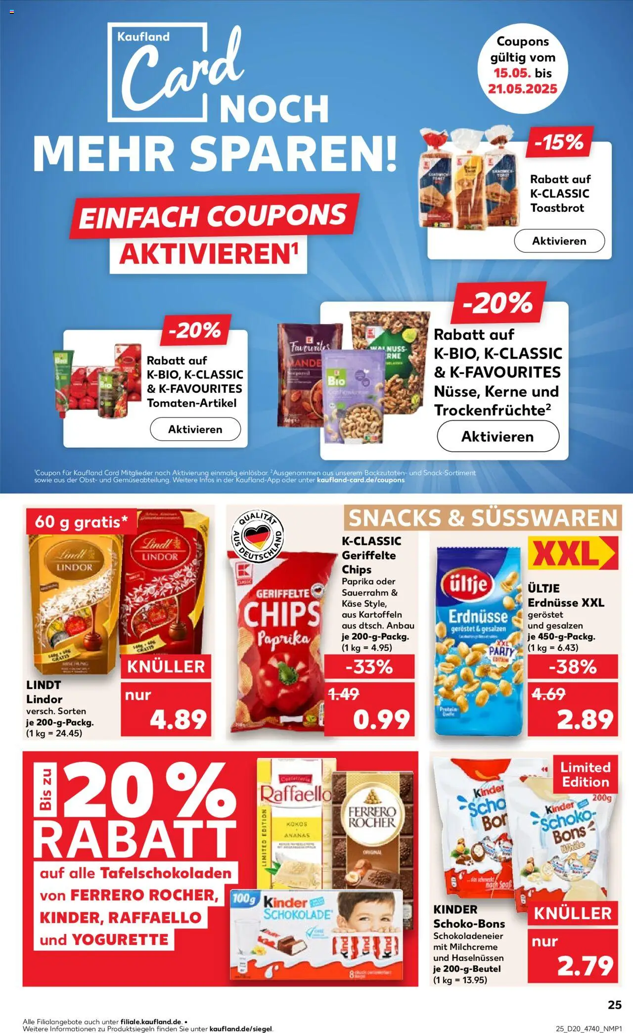 Kaufland - Hannover, Bornumer Straße 141 - gültig ab dem 15.05.2025 | Seite: 25 | Produkte: Schokolade, Kartoffeln, Paprika, Obst