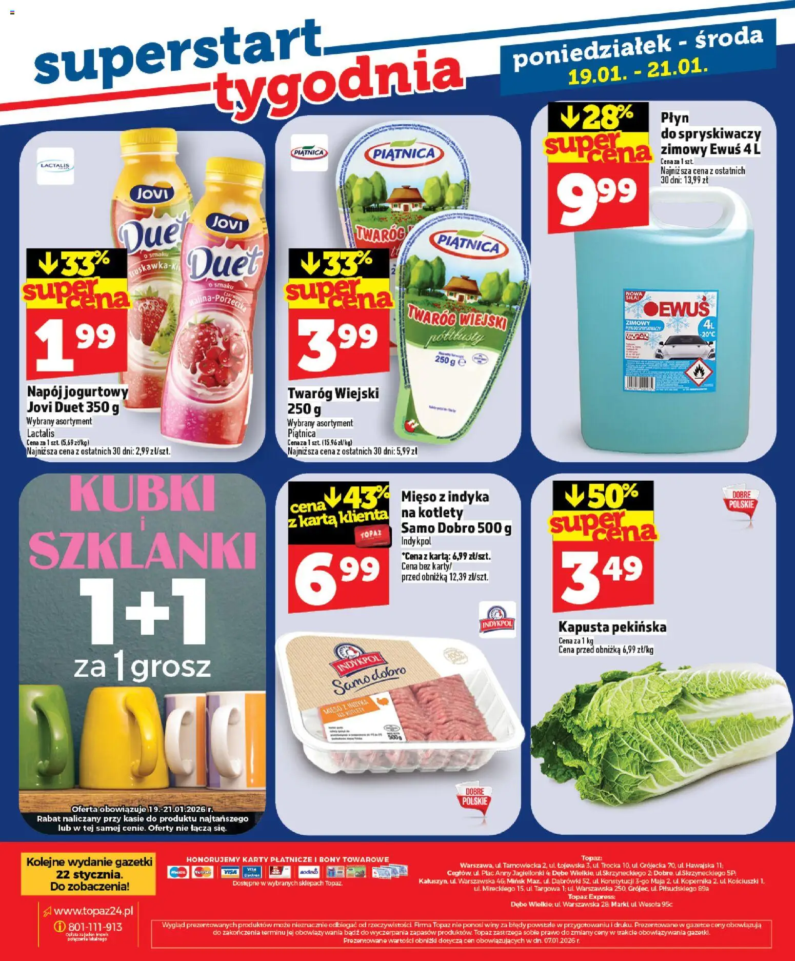 Topaz Gazetka MAZ od 15.01.2026 | Strona: 28 | Produkty: Karta, Mięso, Mięso z indyka, Szklanki