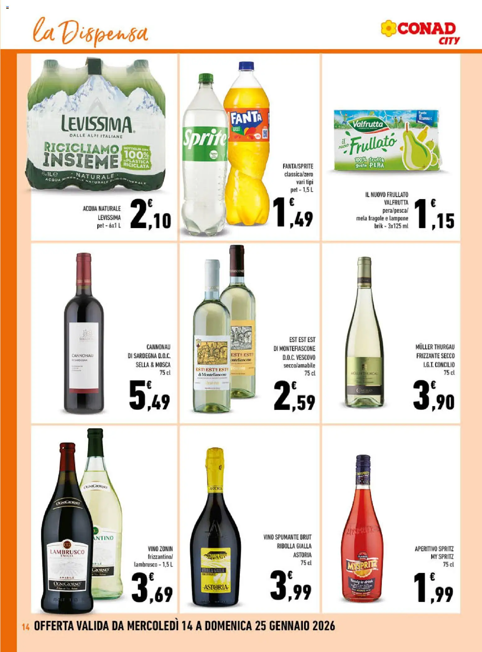 Volantino Conad del 14.01.2026 | Pagina: 14 | Prodotti: Fragole, Vino, Pera, Acqua naturale