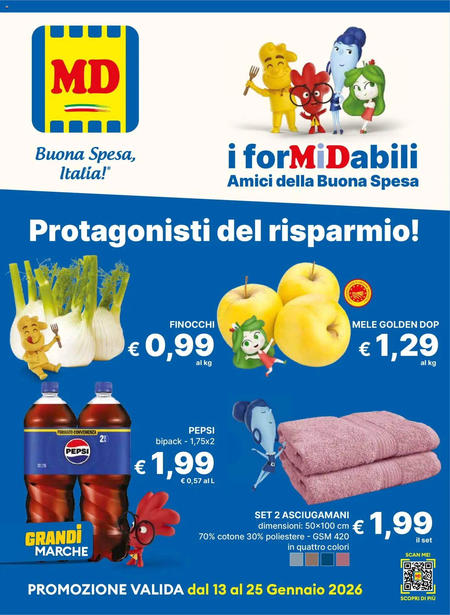 Volantino MD Discount del 13.01.2026 | Pagina: 1 | Prodotti: Mele, Finocchi, Pepsi