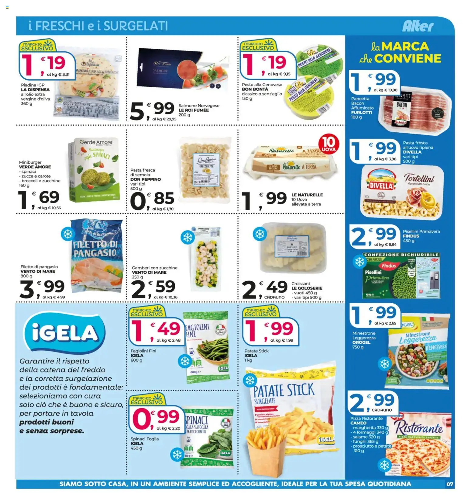 Volantino Alter Discount del 09.01.2026 | Pagina: 7 | Prodotti: Minestrone, Pizza, Salmone, Gamberi