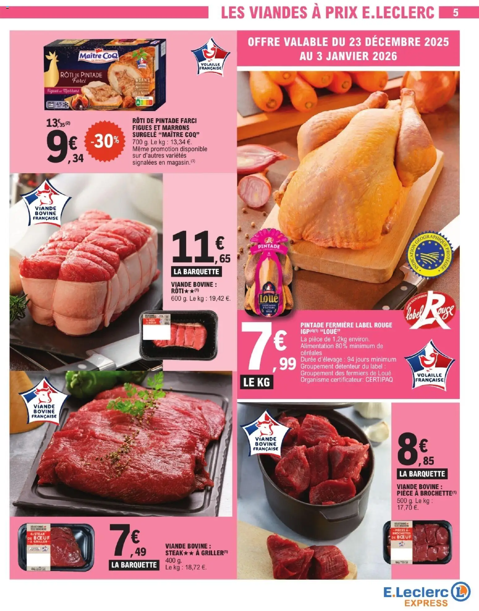 {H1} | Page: 5 | Produits: Volaille, Pintade, Céréales, Viande bovine