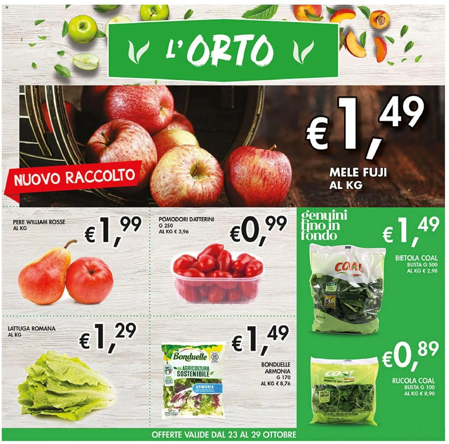 Volantino Coal del 23.10.2025 | Pagina: 2 | Prodotti: Mele, Rucola, Pomodori, Lattuga