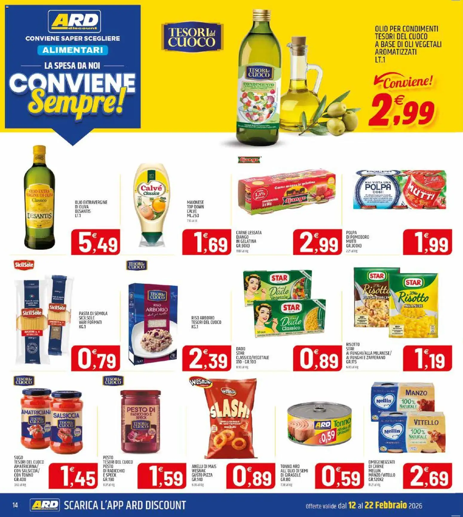 Volantino ARD Discount del 12.02.2026 | Pagina: 14 | Prodotti: Speck, Pizza, Top, Mais