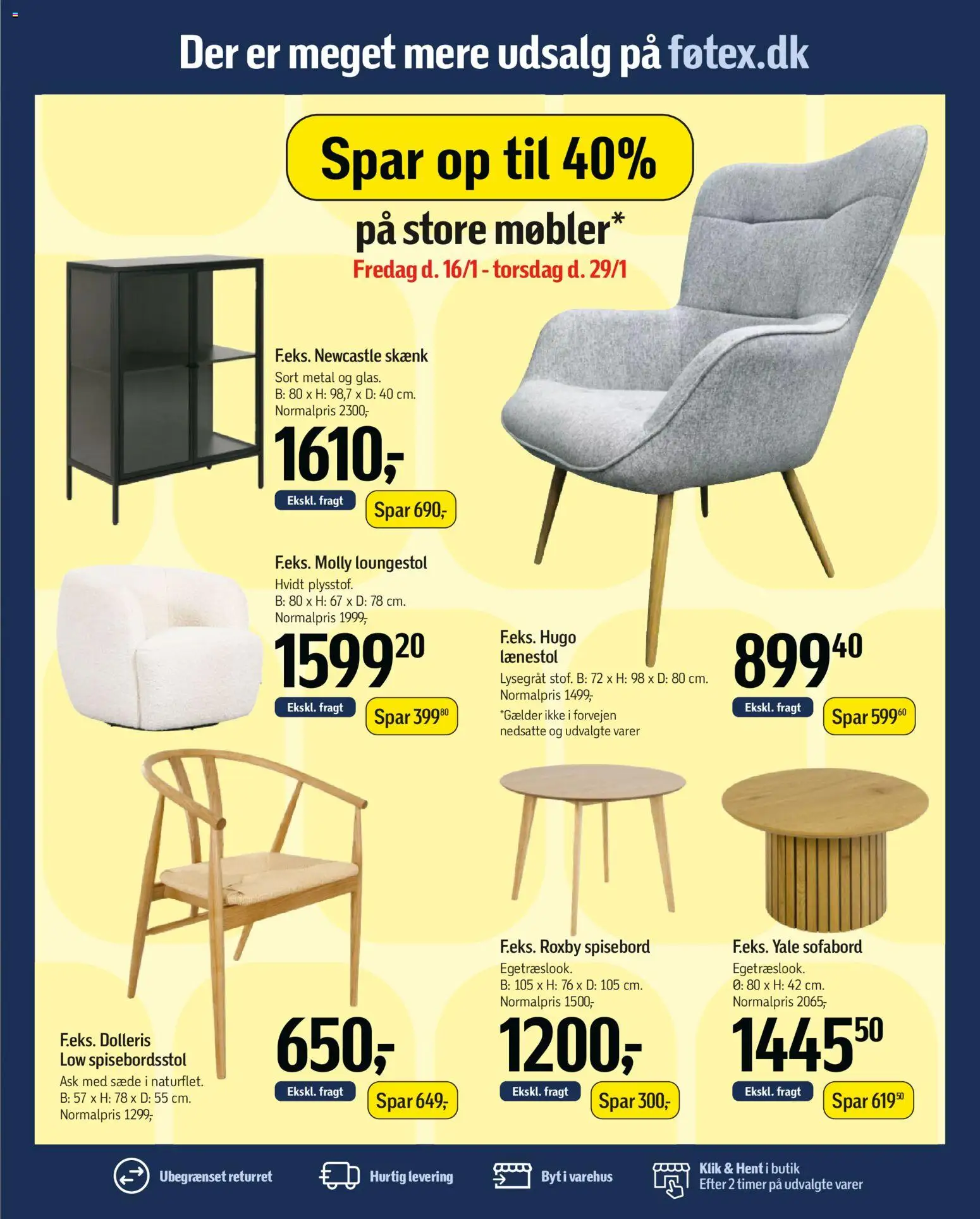 Føtex tilbudsavis – gyldig fra 16.01.2026 | Side: 64 | Produkter: Sofabord, Lænestol, Skænk