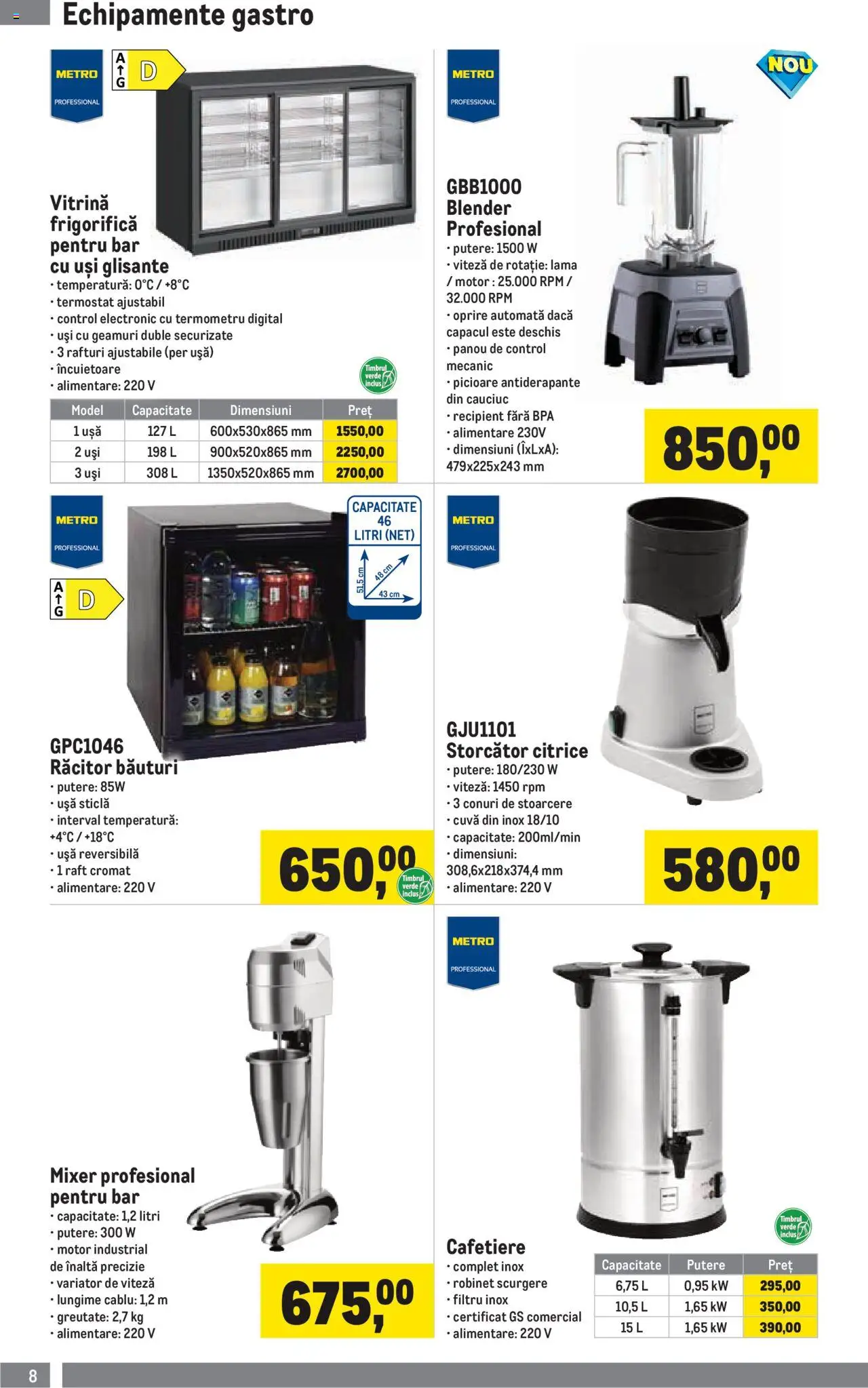 Noul catalog Metro – valabil de la 01.10.2025 | Pagină: 8 | Produse: Blender, Storcător, Raft, Ușă
