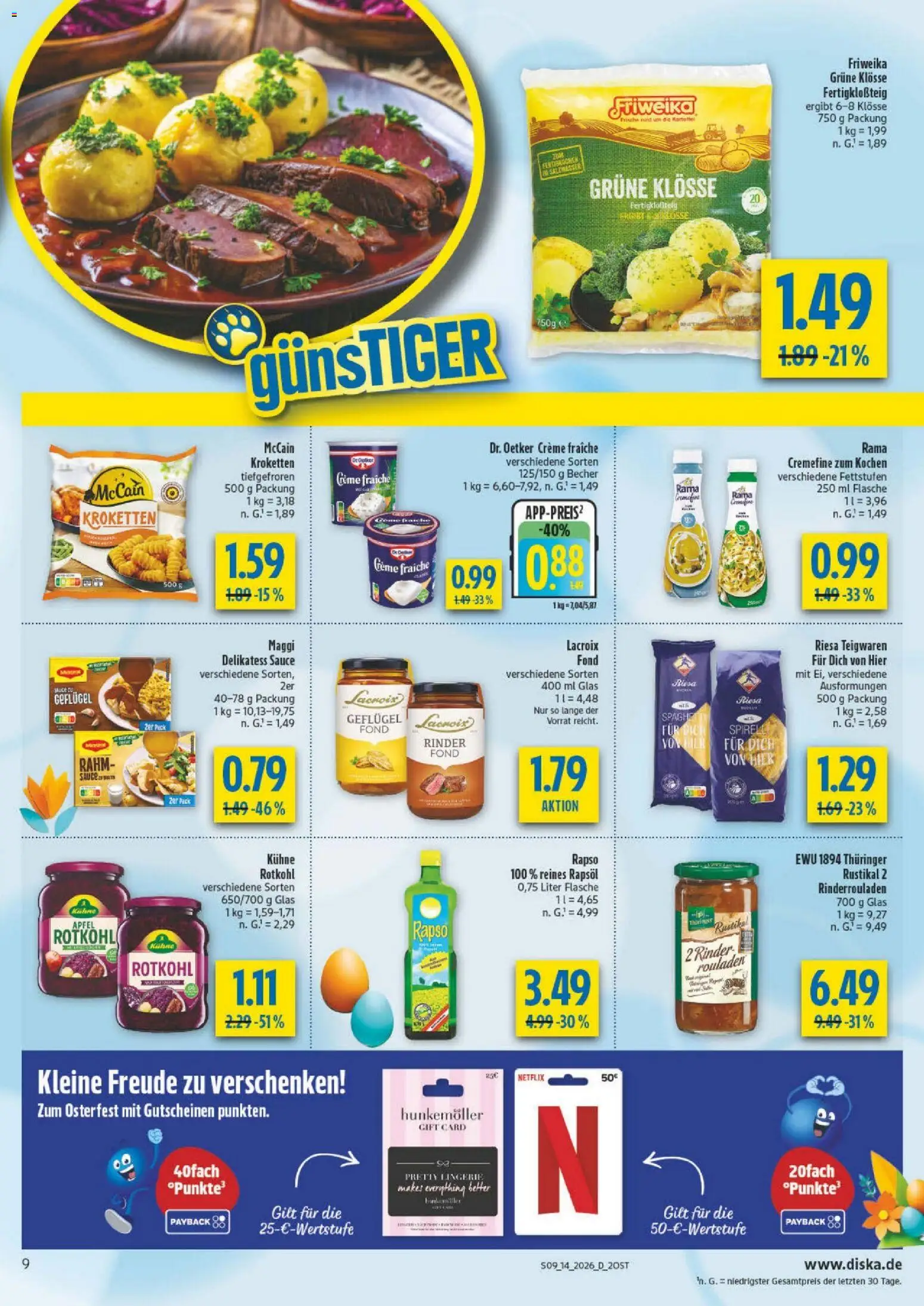 Diska - Diska Angebote Sachsen-Thüringen KW14 – gültig ab 30.03.2026 | Seite: 9 | Produkte: Maggi, Rotkohl, Äpfel, Creme