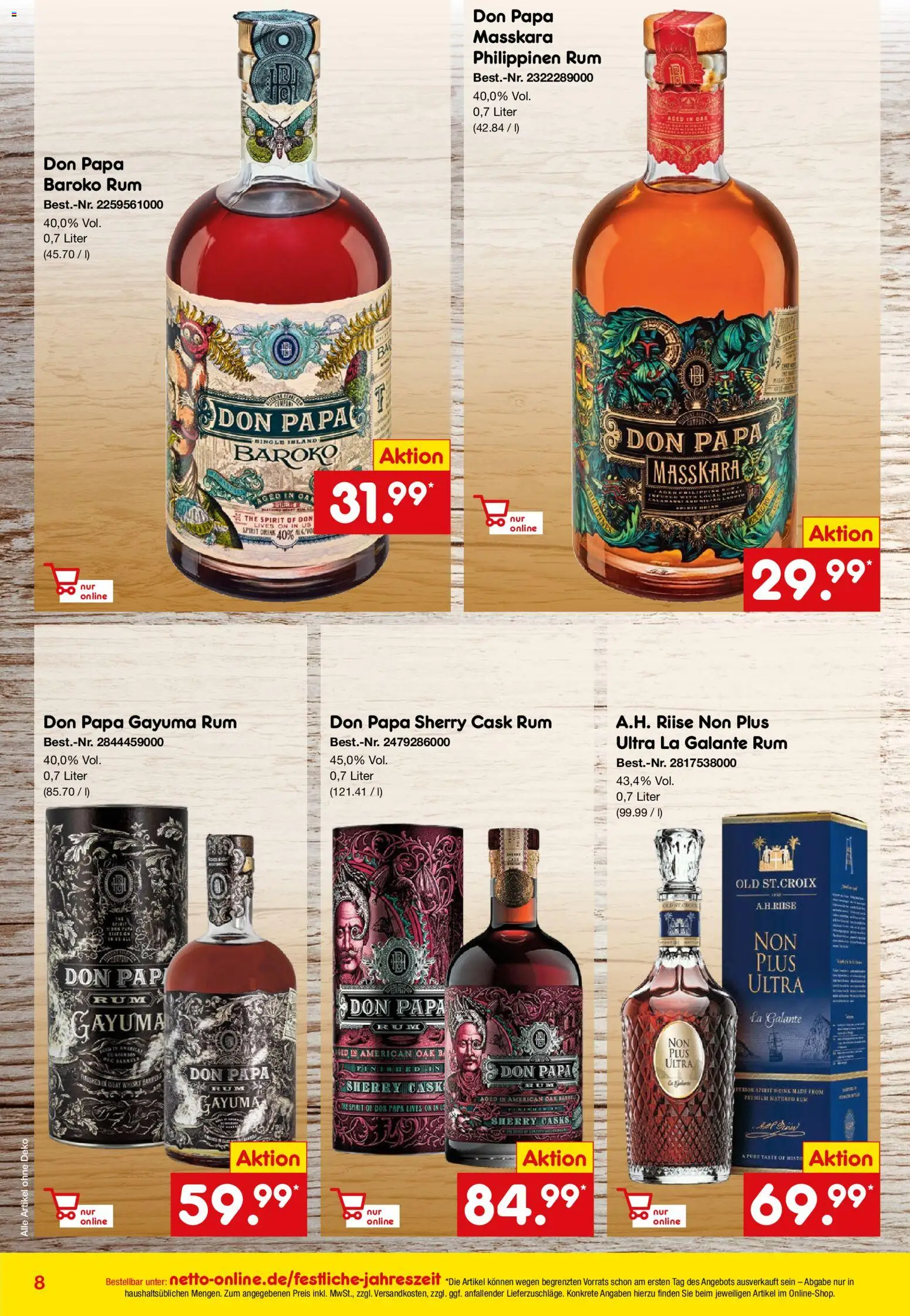 Netto Marken-Discount Online-Sonderangebote Sekt, Wein und Spiritousen – gültig ab 01.12.2025 | Seite: 8 | Produkte: Rum