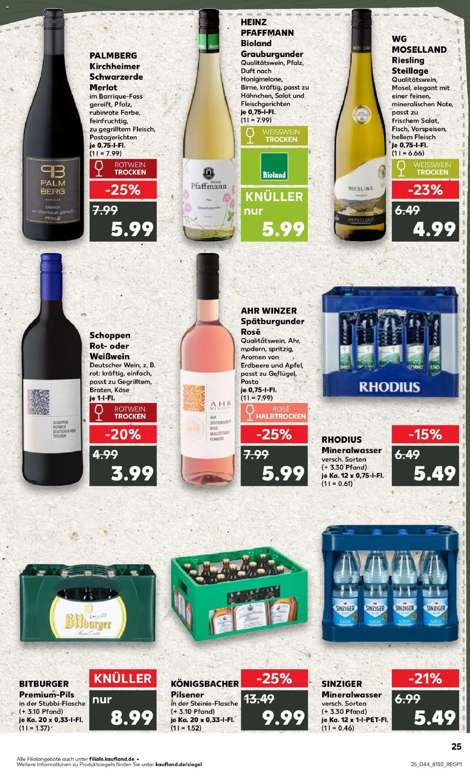 Kaufland prospekt Sinzig	 – gültig ab 30.10.2025 | Seite: 25 | Produkte: Bitburger, Käse, Rotwein, Fleisch