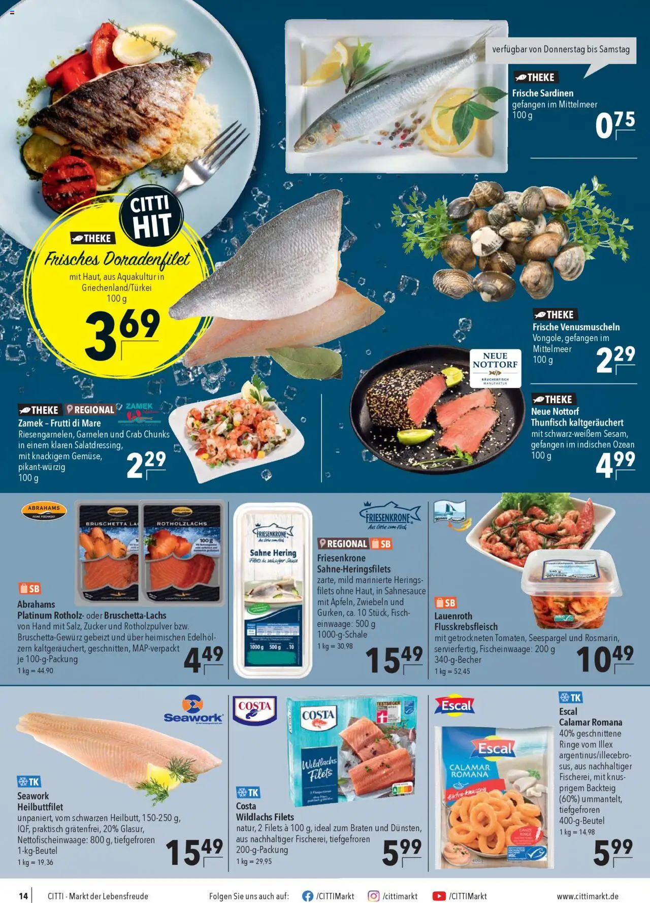 CITTI Markt Prospekt 	 - gültig ab dem 30.07.2025 | Seite: 14 | Produkte: Theke, Fisch, Zwiebeln, Zucker