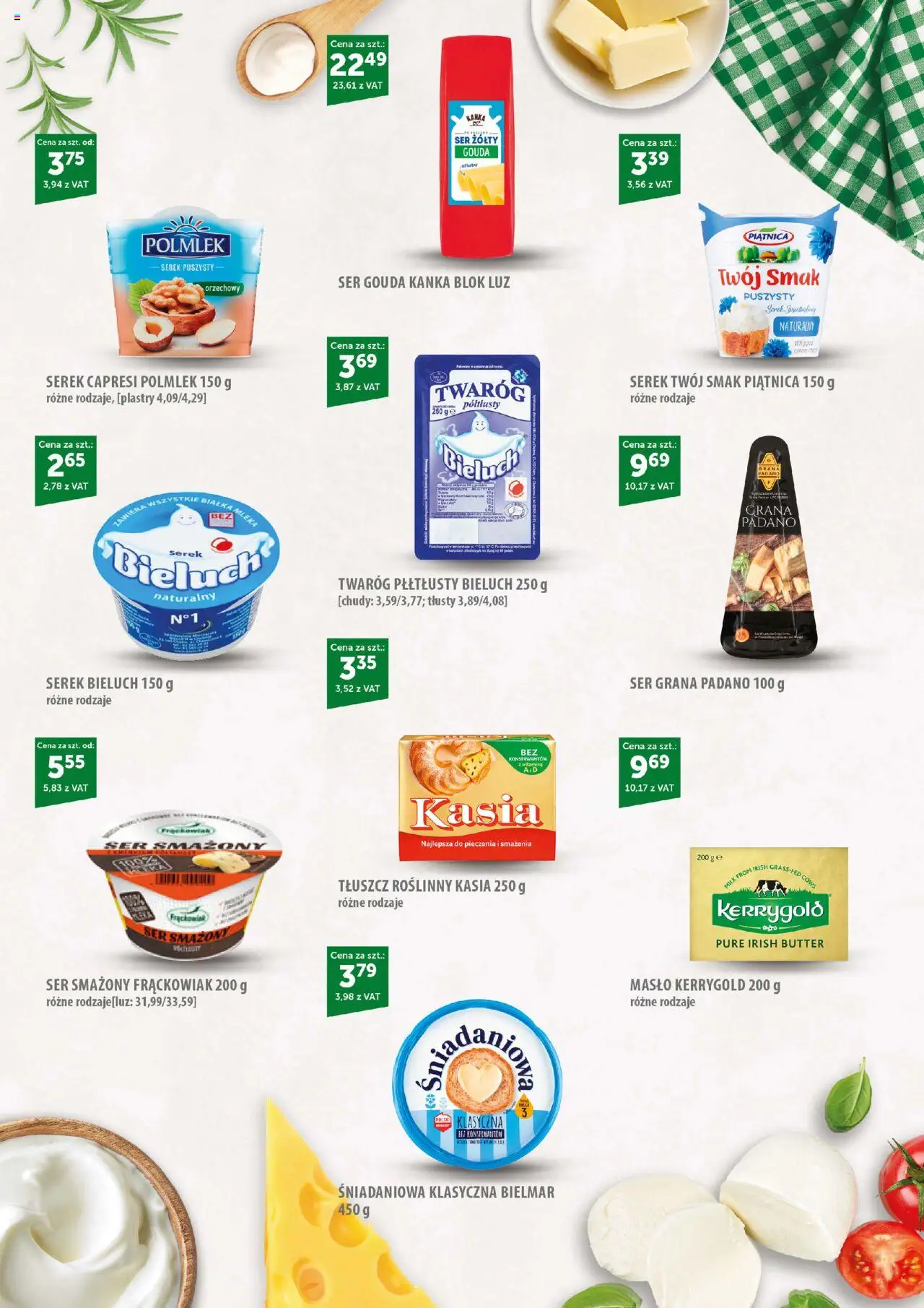 Eurocash Gazetka - Codziennie Potwierdzona Świeżość od 22.09.2025 | Strona: 4 | Produkty: Serek Twój Smak, Grana padano, Twaróg półtłusty, Ser