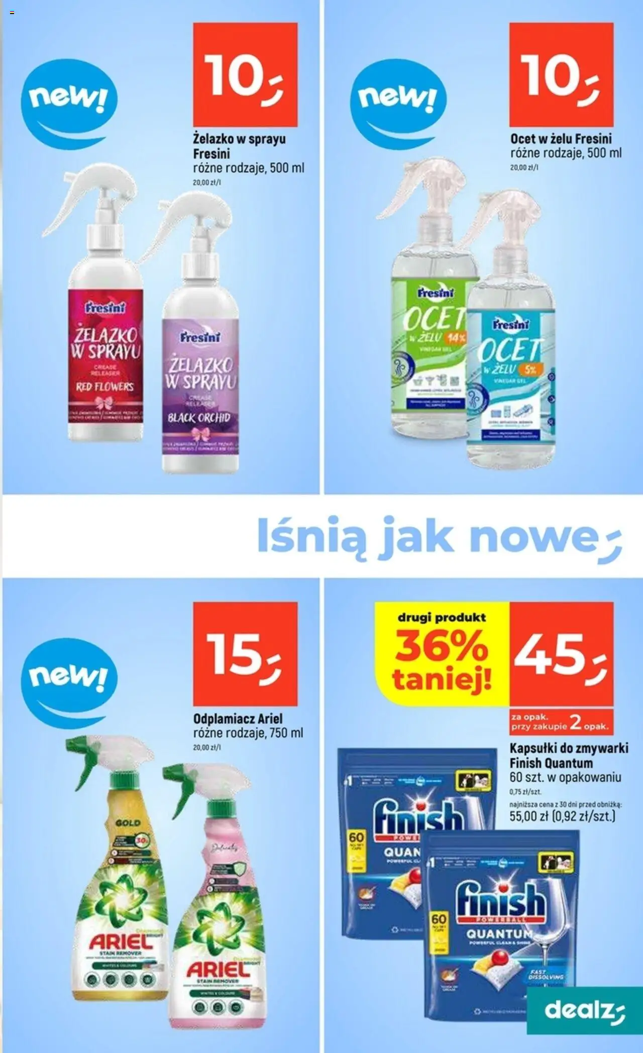 Dealz Gazetka od 18.09.2025 | Strona: 31 | Produkty: Ocet, Ariel, Odplamiacz, Kapsułki do zmywarki
