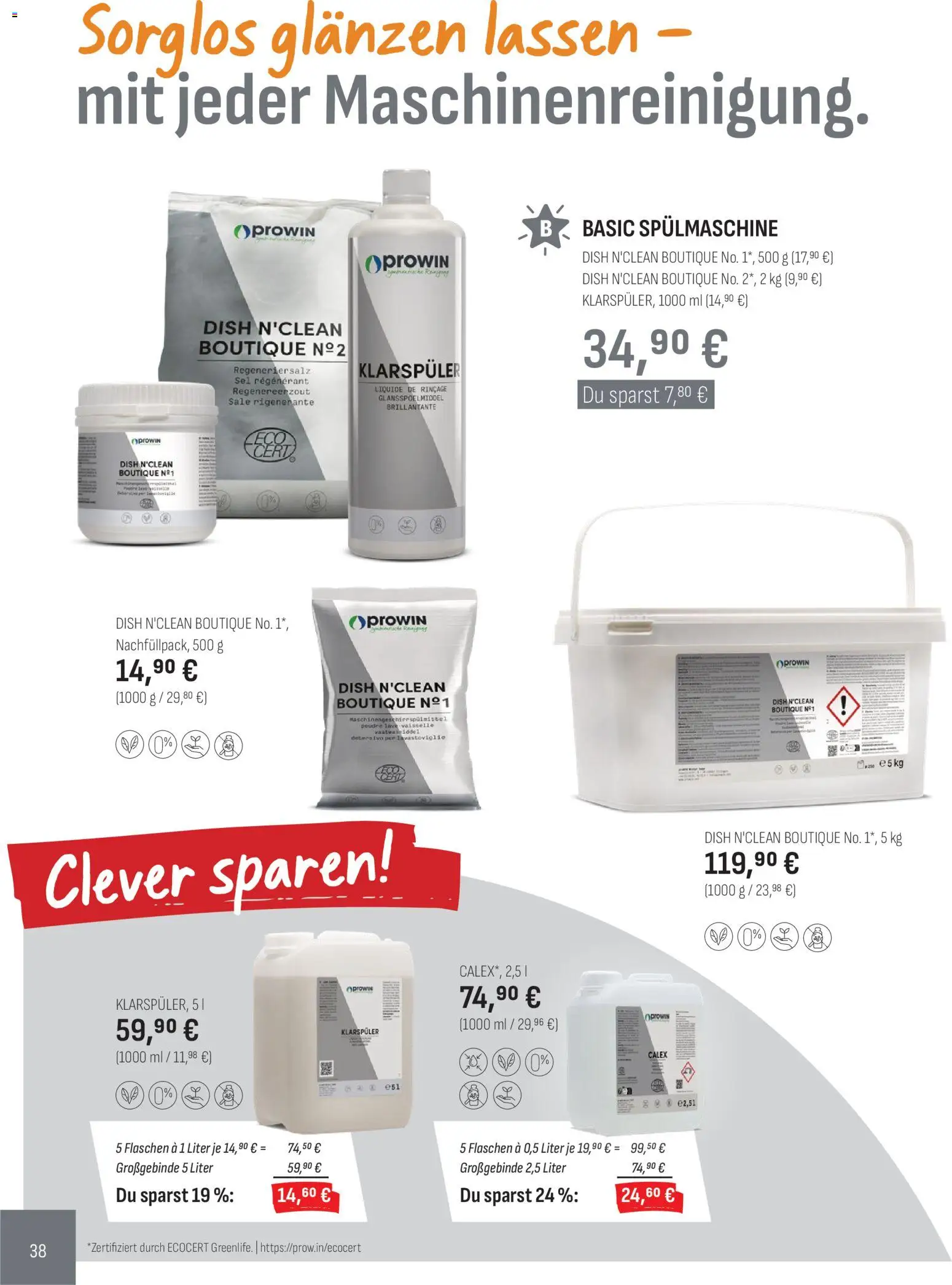 Katalog ProWin Januar/Juni 2026 – gültig ab 01.01.2026 | Seite: 38 | Produkte: Klarspüler