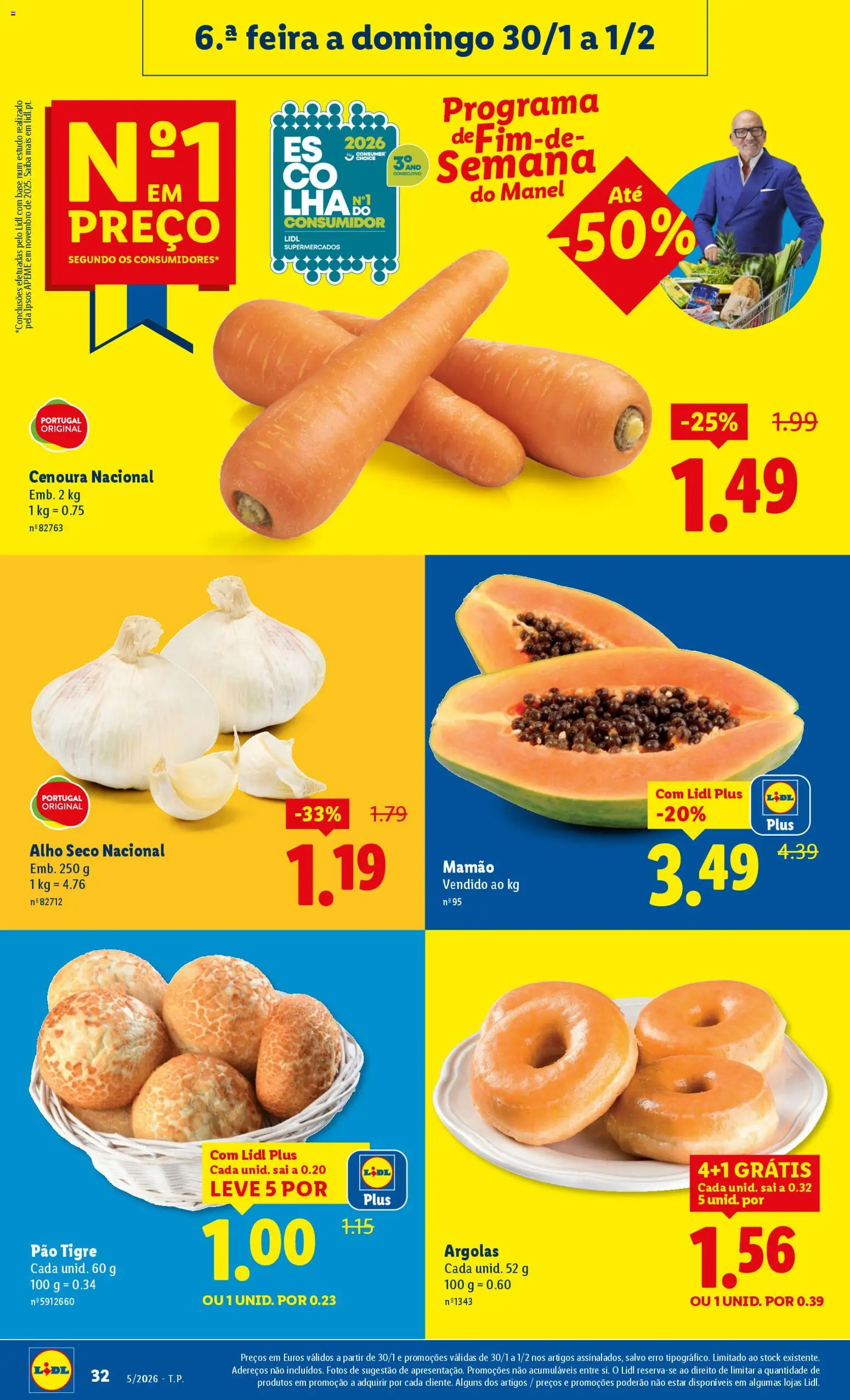 Lidl folheto │ válido de 26.01.2026 | Página: 32 | Produtos: Base, Pão, Cenoura, Mamão