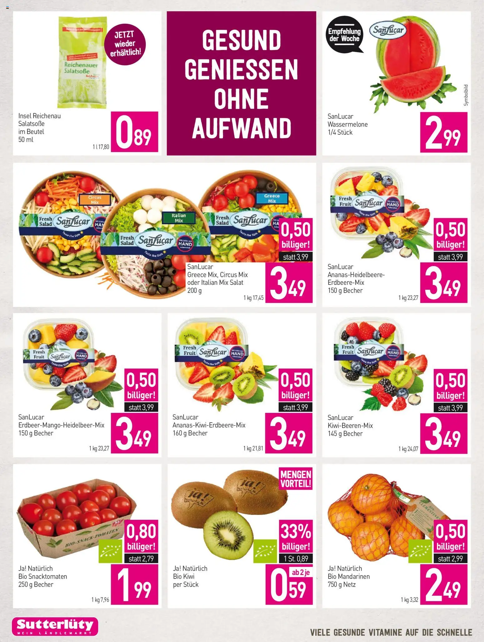 Sutterlüty Flugblatt gültig ab 12.03.2026 | Seite: 10 | Produkte: Kiwi, Mandarinen, Salat, Wassermelone