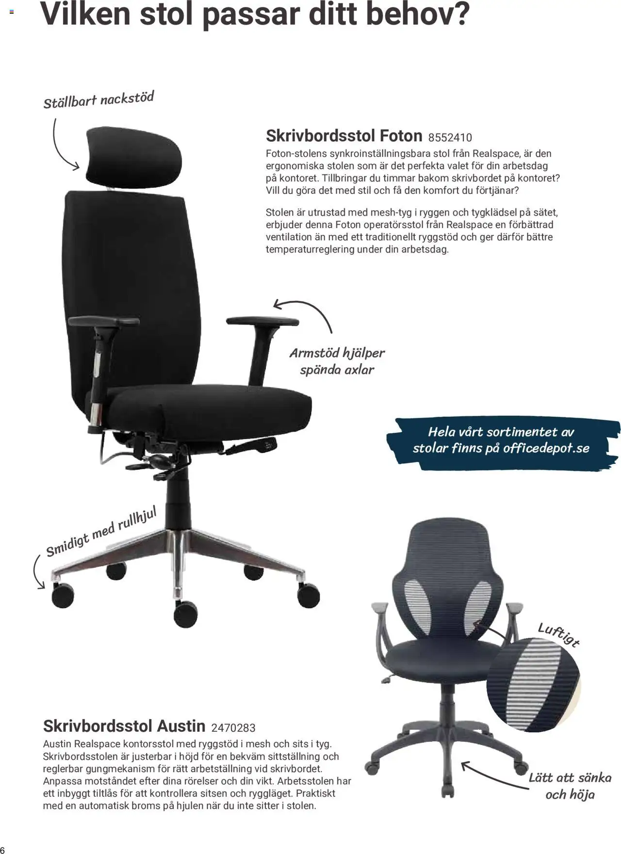 Office Depot reklamblad aktuell från 09.01.2024 | Sida: 6 | Produkter: Kontorsstol, Stol