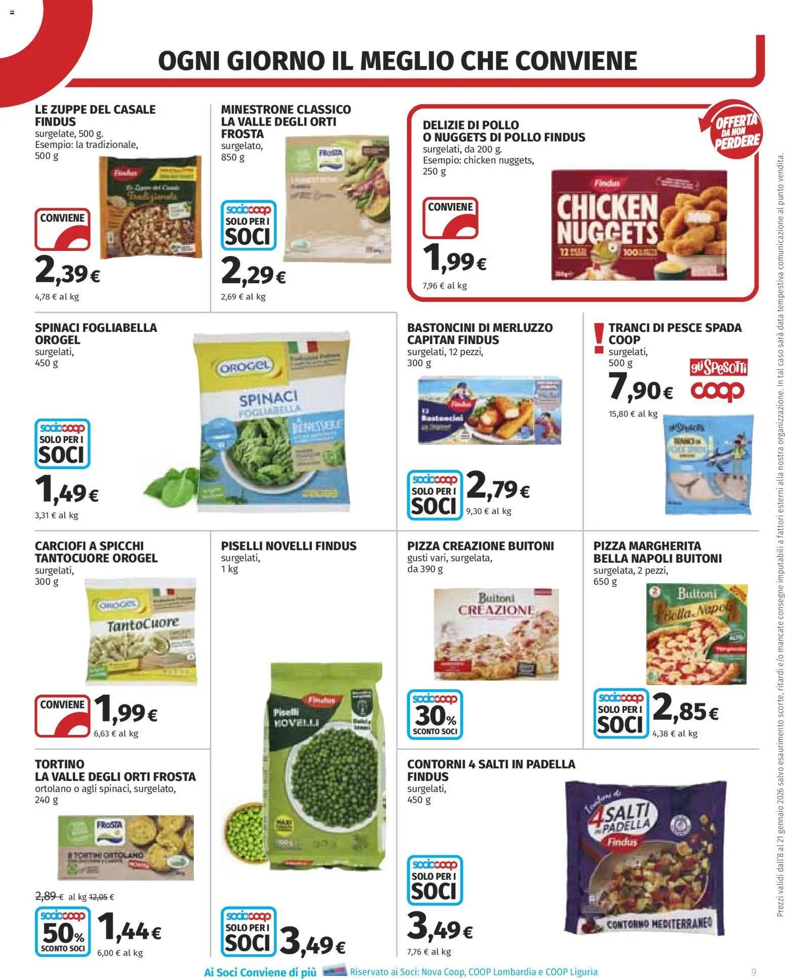 Volantino COOP del 08.01.2026 | Pagina: 9 | Prodotti: Minestrone, Data, Padella, Pesce spada