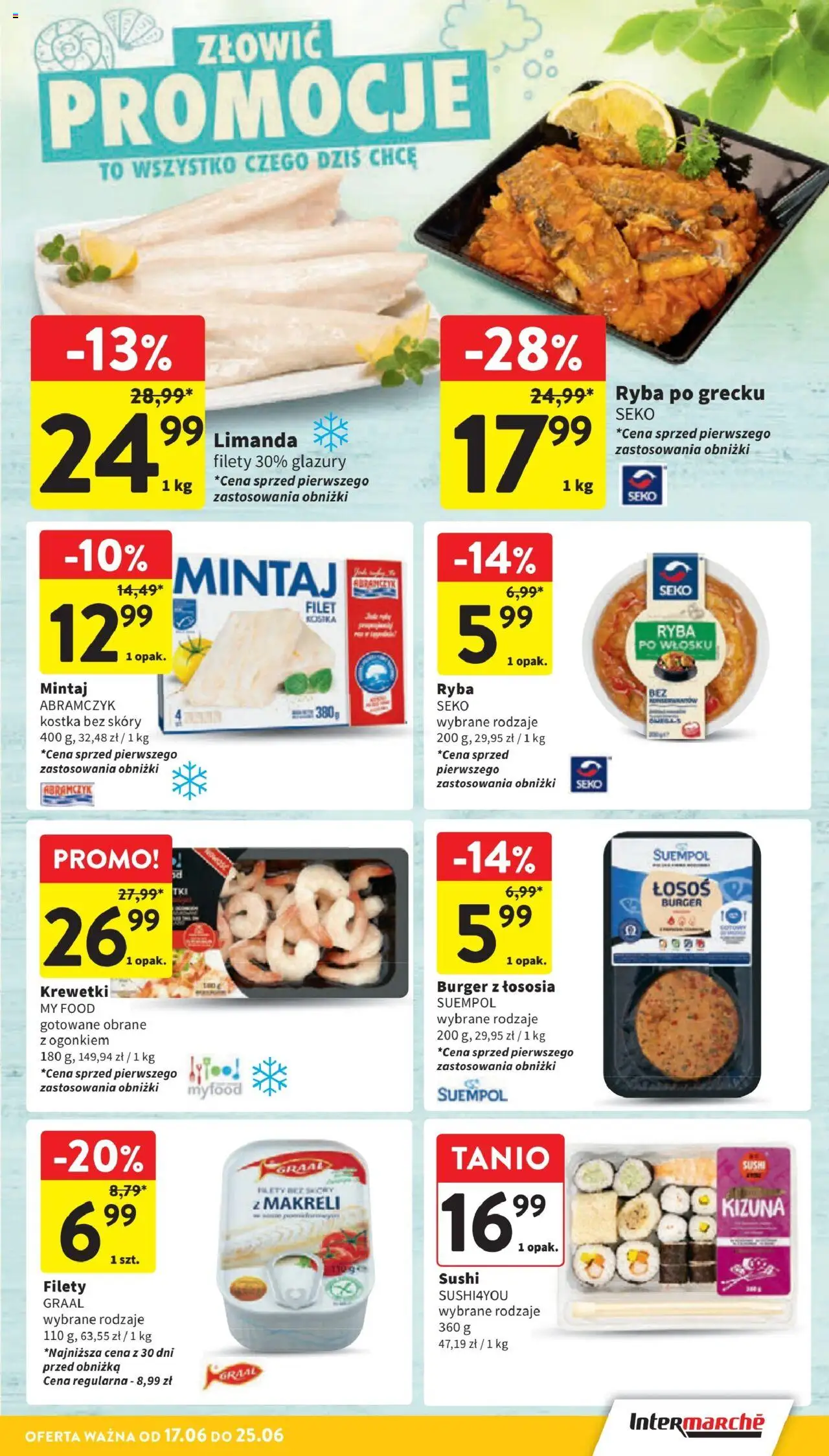 Intermarche Gazetka od 17.06.2025 | Strona: 27 | Produkty: Mintaj, Łosoś, Sushi, Ryba